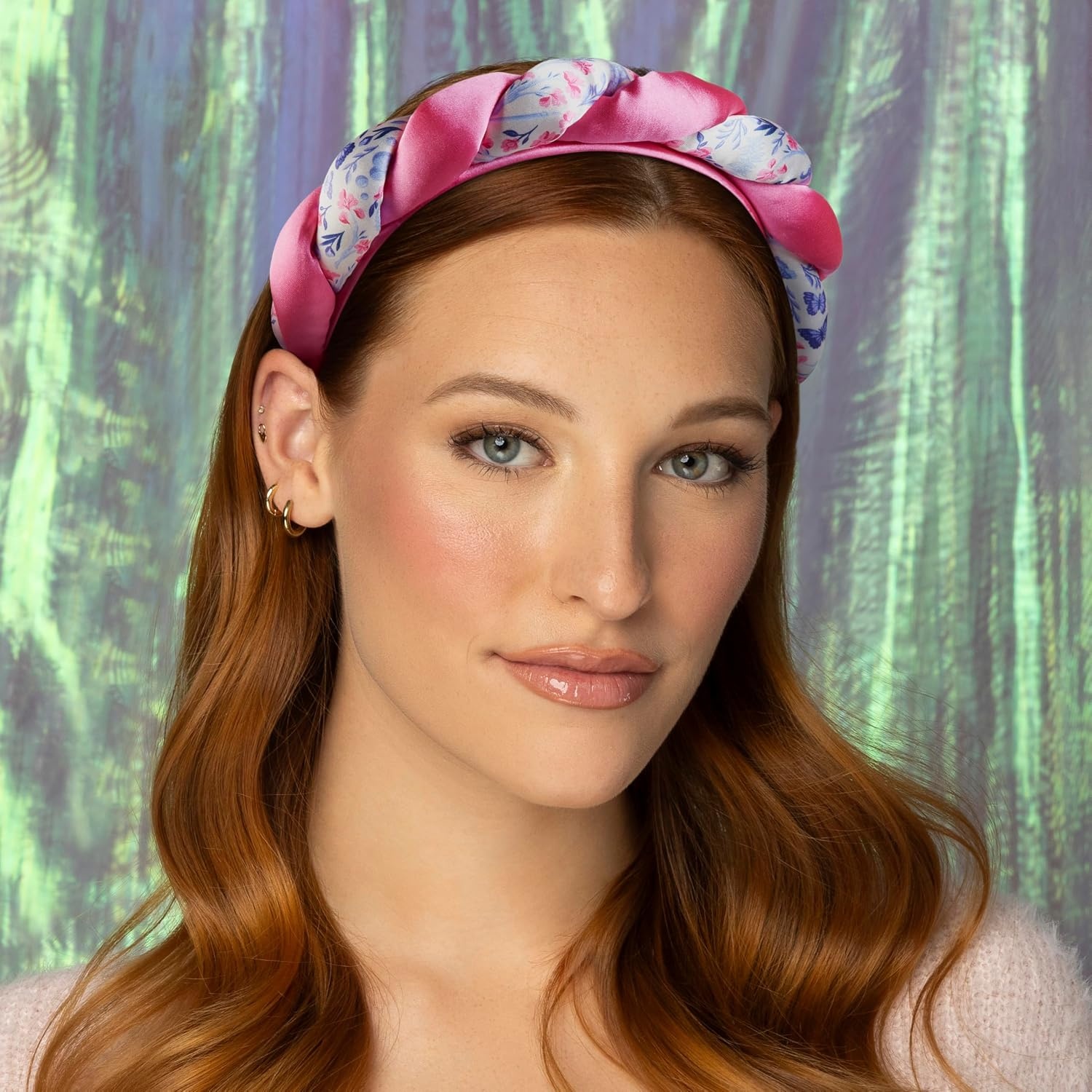 image:imageCONAIR Wicked 2 Elphaba Green Satin Twisted Spa bubble Headband ideal for washing face and applying makeup gifts for her ScunciGlinda Twisted Butterfly
