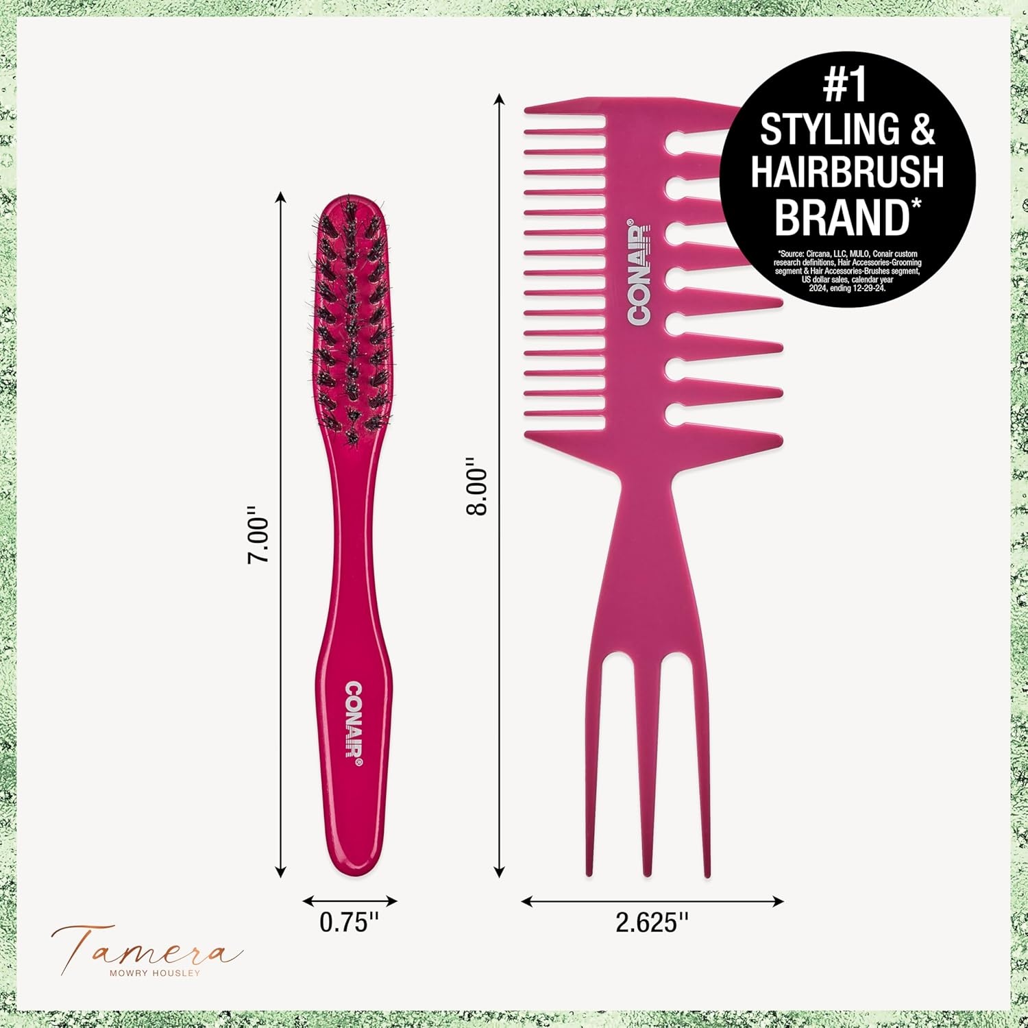 image:imageCONAIR x Tamera Mowry Collection Satin Swirl Print Hair Bonnet with bonus Curl Definition Brush Nylon Bristle hairbrush curl smoothing hair brush features removable bristles tie hair capPink 3in1 comb