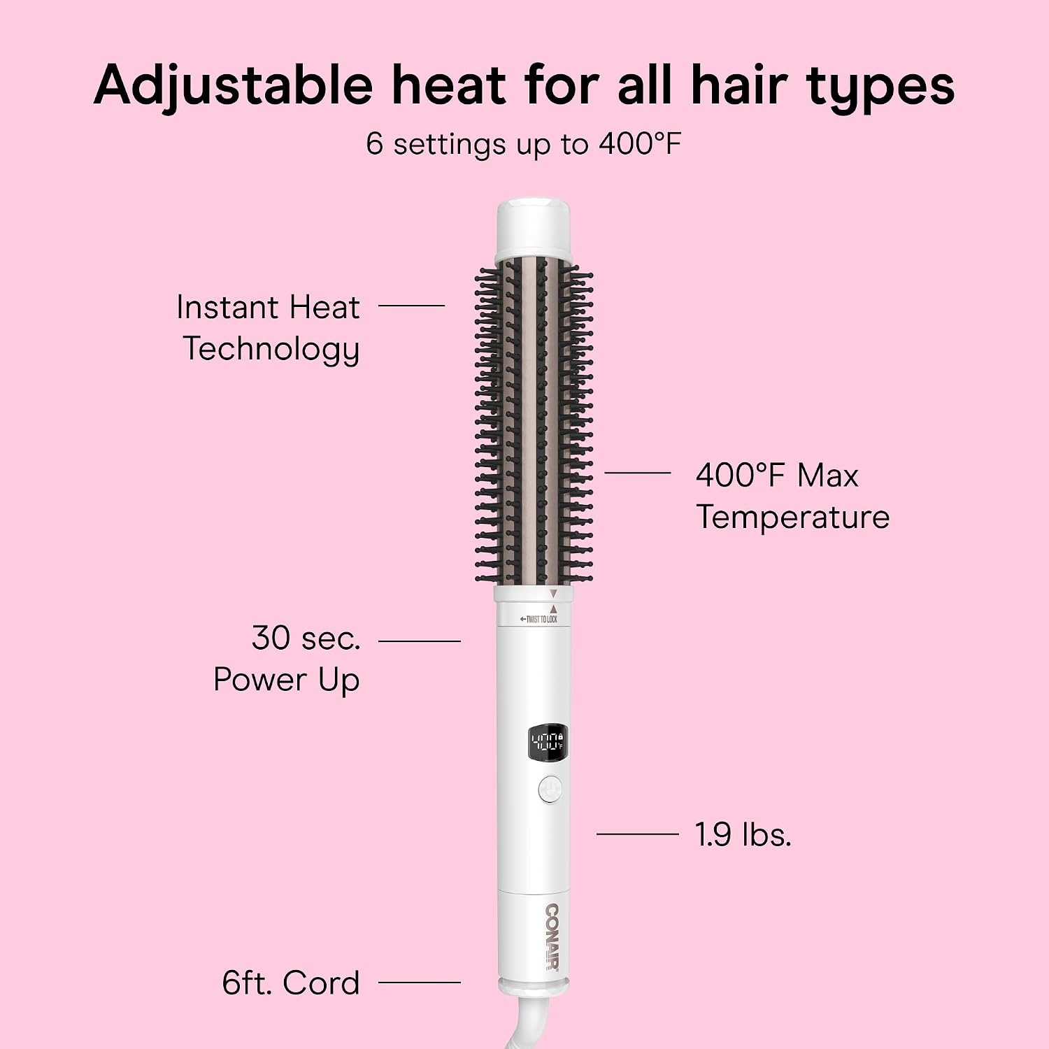 image:imageConair 5in1 Double Ceramic MultiAttachment Hair Styler 5 Interchangeable Attachments for All Hair Types CB1000
