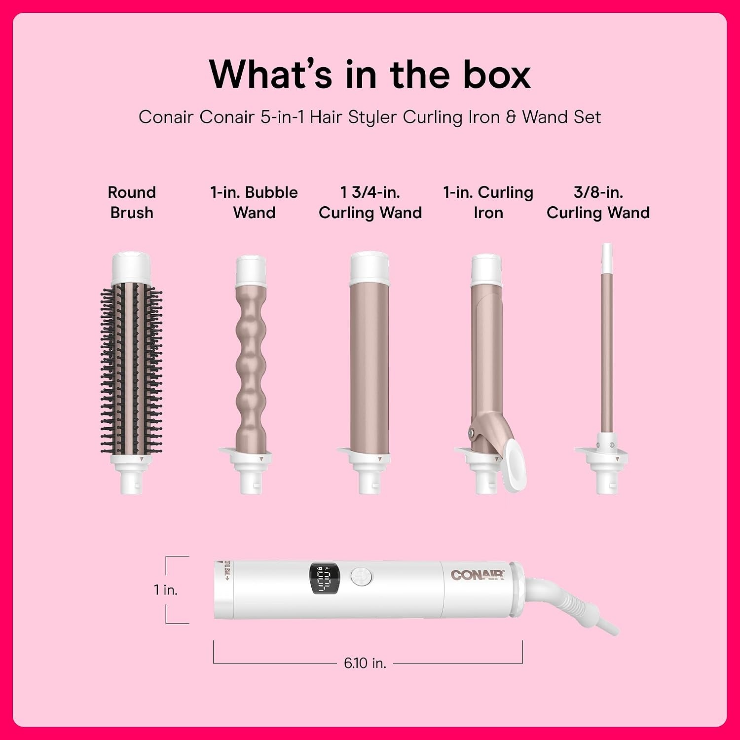 image:imageConair 5in1 Double Ceramic MultiAttachment Hair Styler 5 Interchangeable Attachments for All Hair Types CB1000