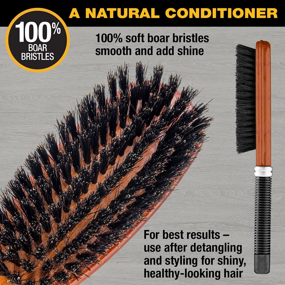 image:imageConair All Purpose Boar Bristle hairbrush Hair brush Hairbrush for Men and Women Brown