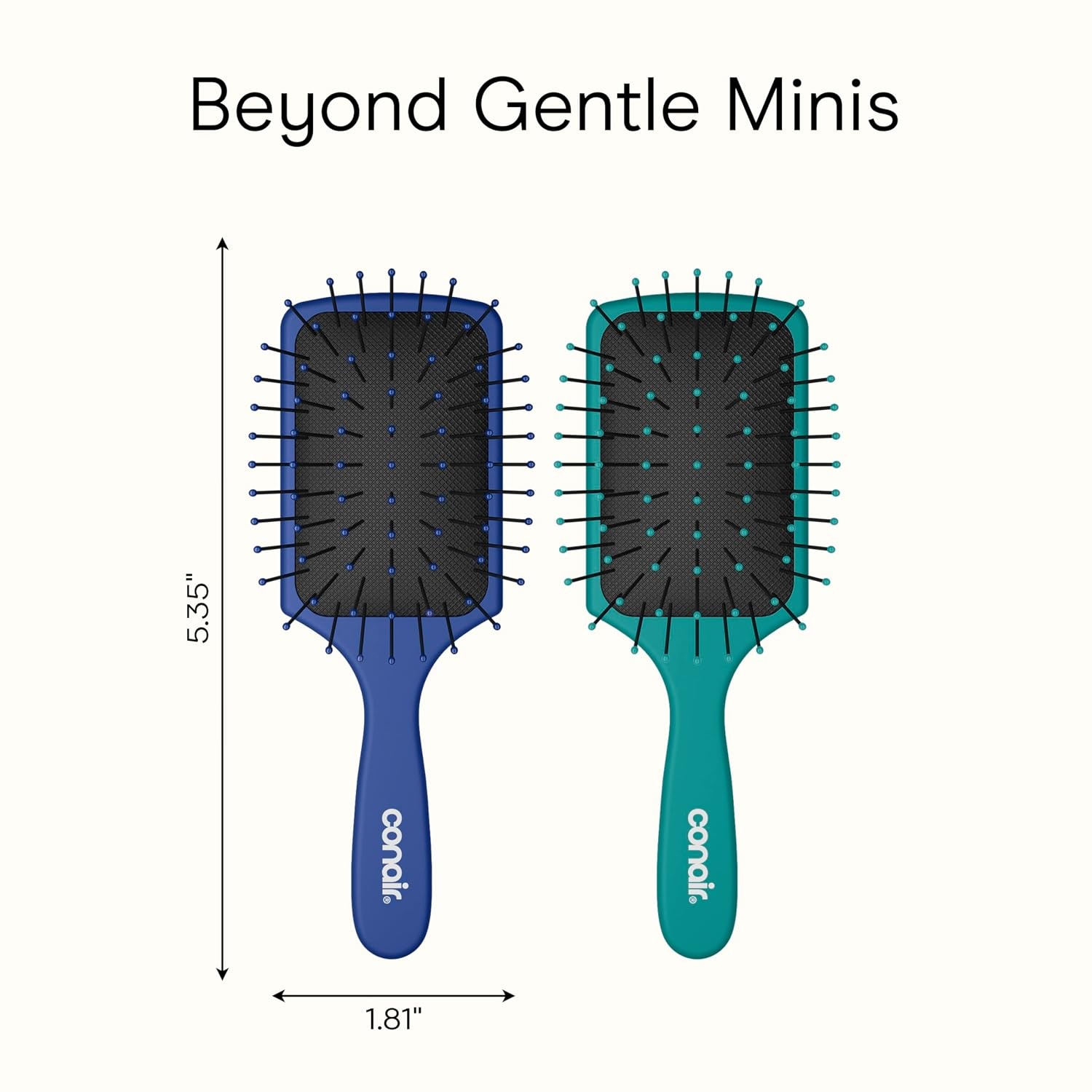 image:imageConair Beyond Gentle Mini Hair Brush Set with Strawberry amp Avocado Charms 2Pack Detangling Brushes for Wet amp Dry Hair Soft Flexible Bristles Vented Brush Compact Travel SizeBlue Teal