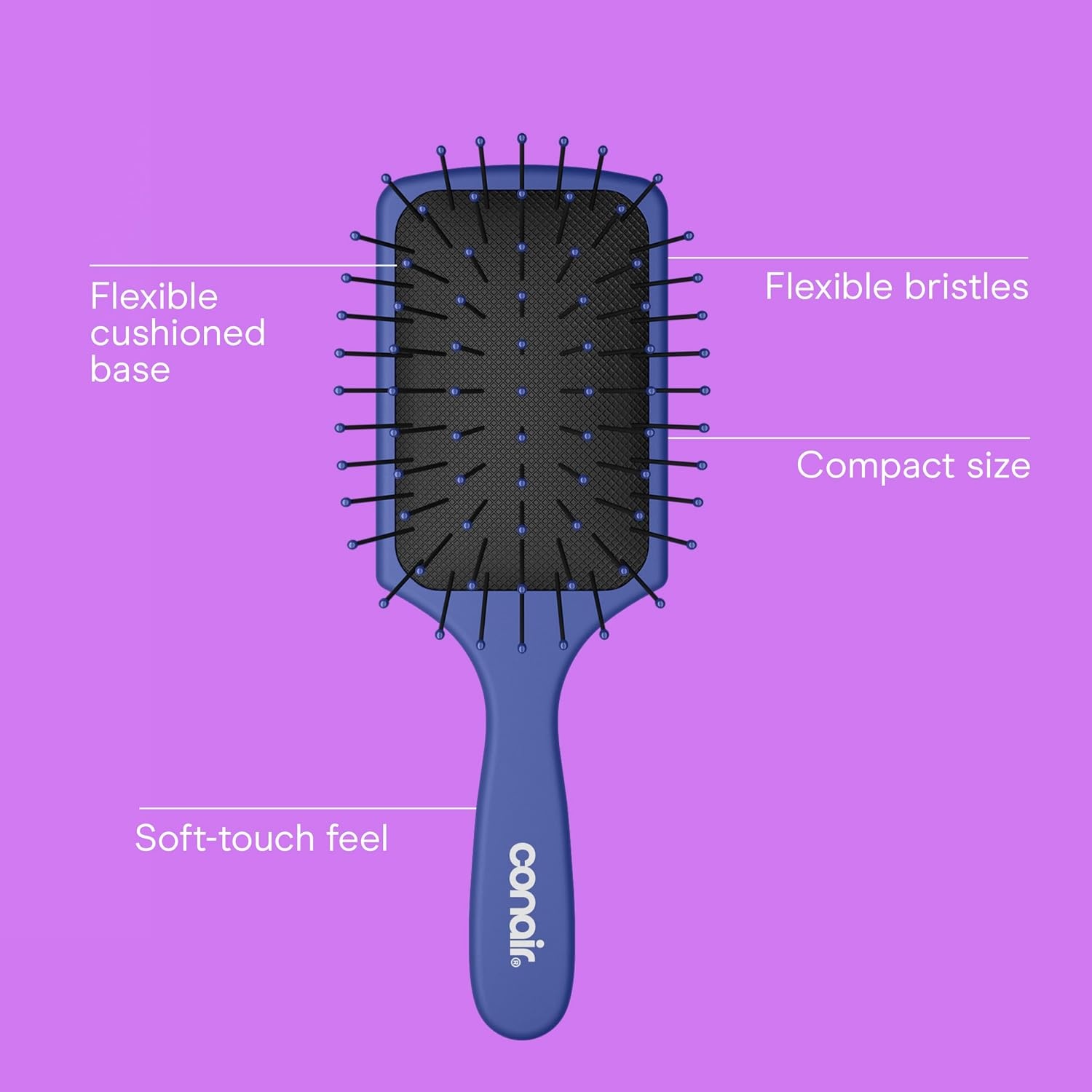 image:imageConair Beyond Gentle Mini Hair Brush Set with Strawberry amp Avocado Charms 2Pack Detangling Brushes for Wet amp Dry Hair Soft Flexible Bristles Vented Brush Compact Travel SizeBlue Teal