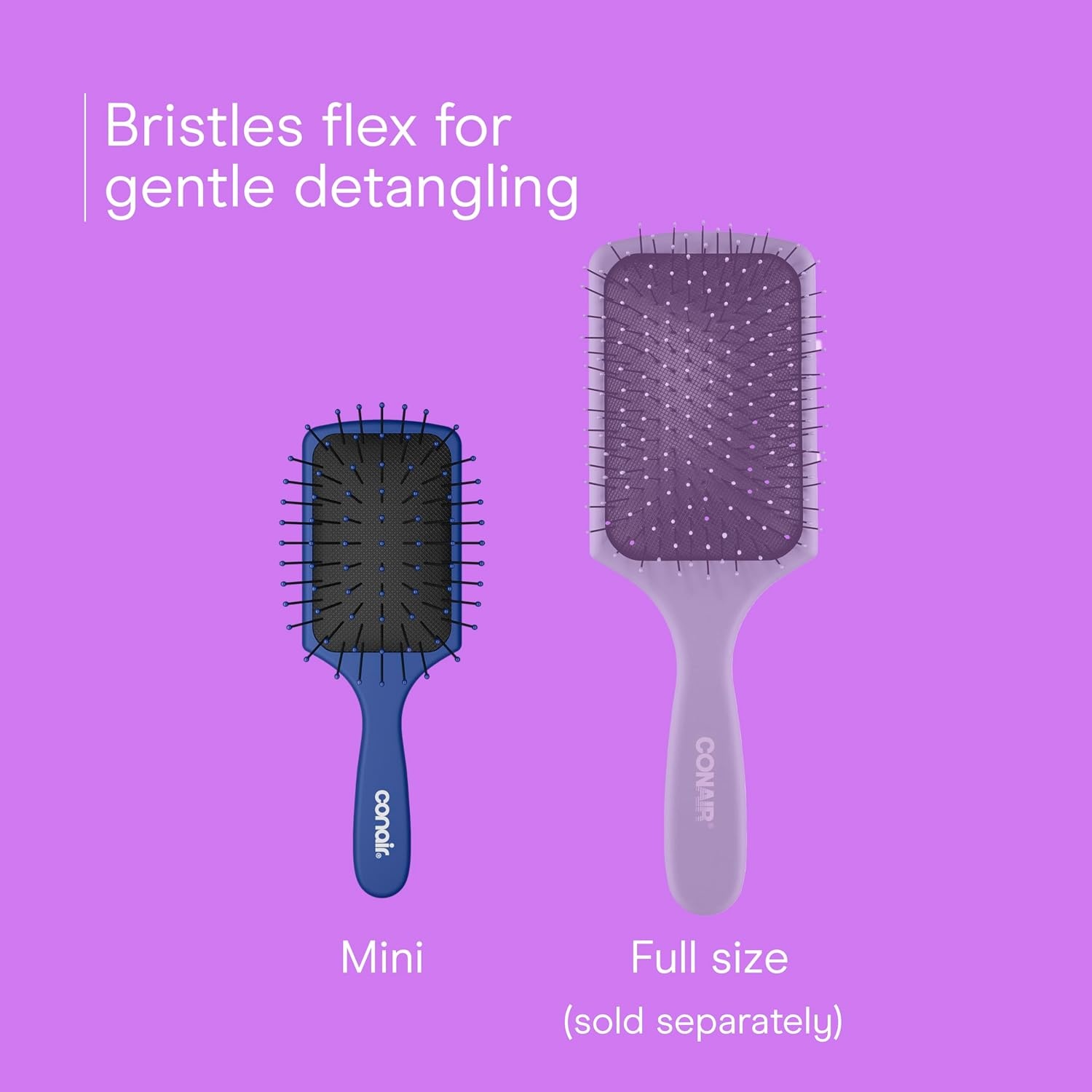 image:imageConair Beyond Gentle Mini Hair Brush Set with Strawberry amp Avocado Charms 2Pack Detangling Brushes for Wet amp Dry Hair Soft Flexible Bristles Vented Brush Compact Travel SizeBlue Teal