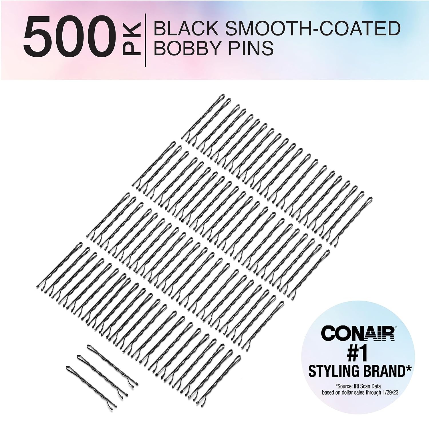 image:imageConair Bobby Hair Pins Black Bobby Pins in Storage Tub 500 PackBlack