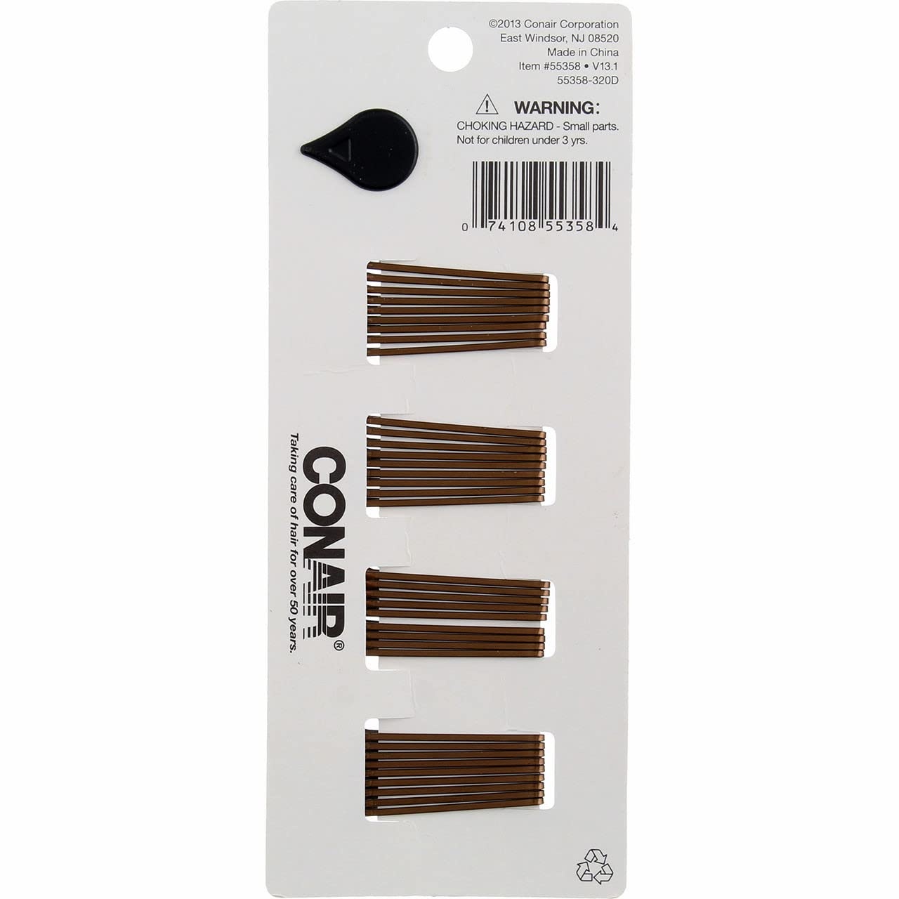 image:imageConair Bobby Hair Pins Black Bobby Pins in Storage Tub 500 PackBrown