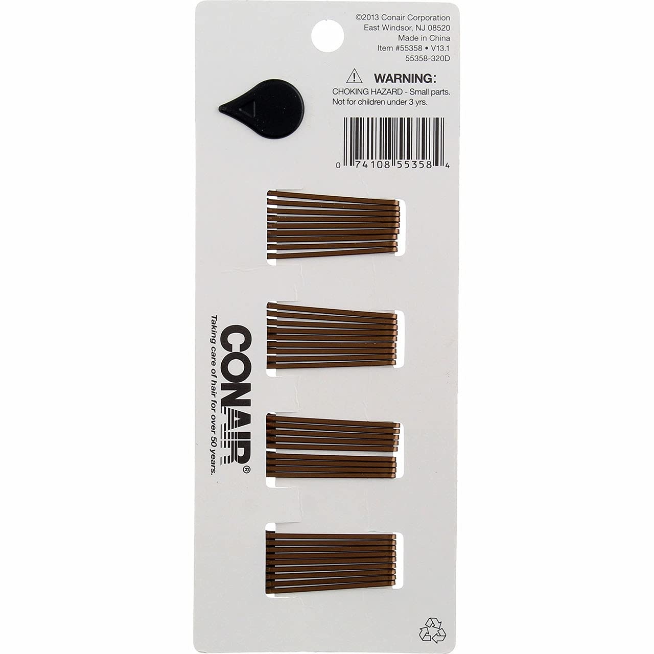 image:imageConair Bobby Hair Pins Black Bobby Pins in Storage Tub 500 PackClear Brown