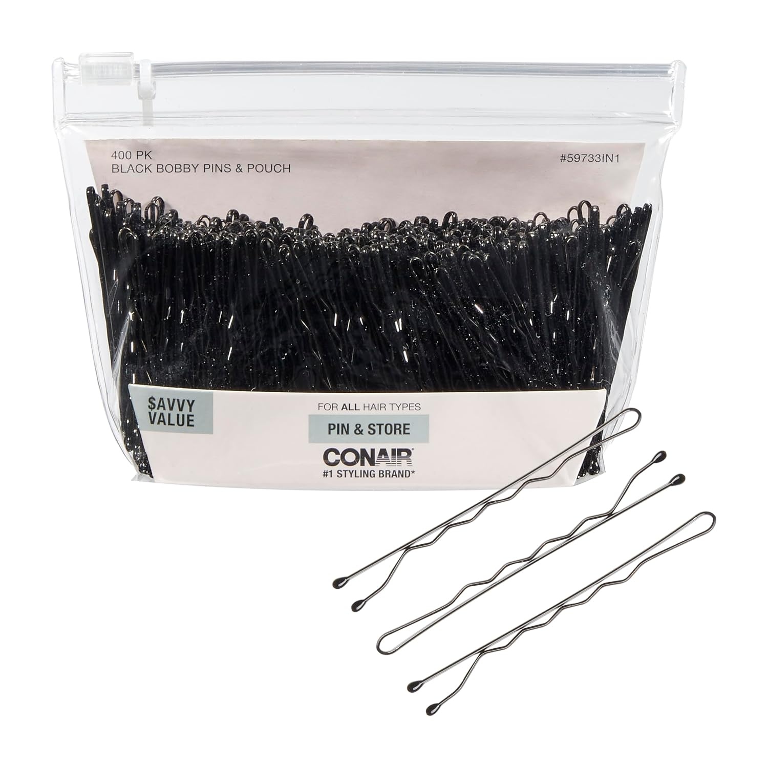 image:imageConair Bobby Hair Pins Brown Bobby Pins in Storage Tub 500 PackBlack