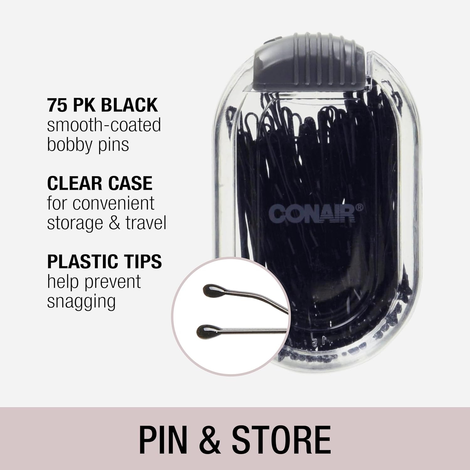 image:imageConair Bobby Hair Pins Brown Bobby Pins in Storage Tub 500 PackBlack