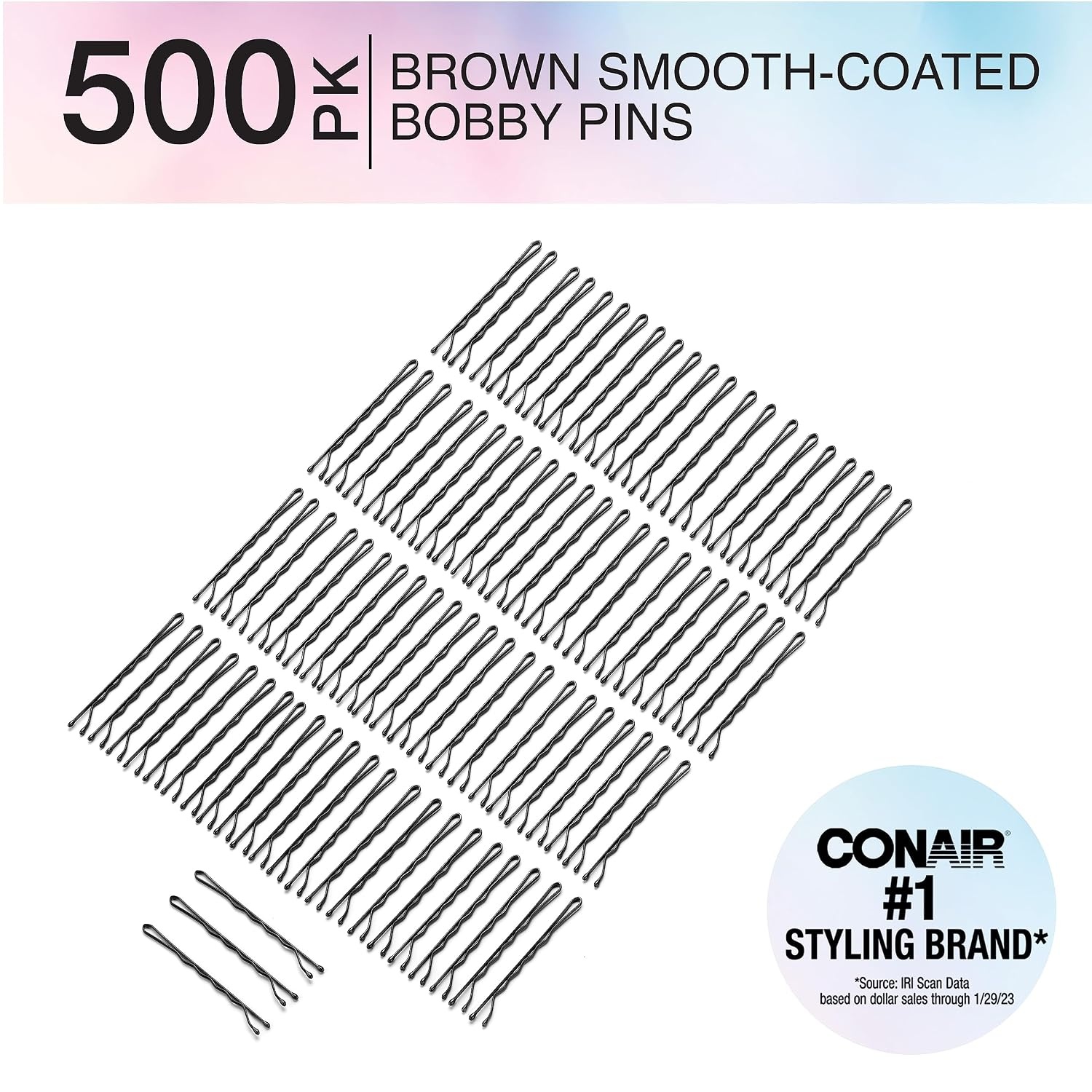image:imageConair Bobby Hair Pins Brown Bobby Pins in Storage Tub 500 PackBrown