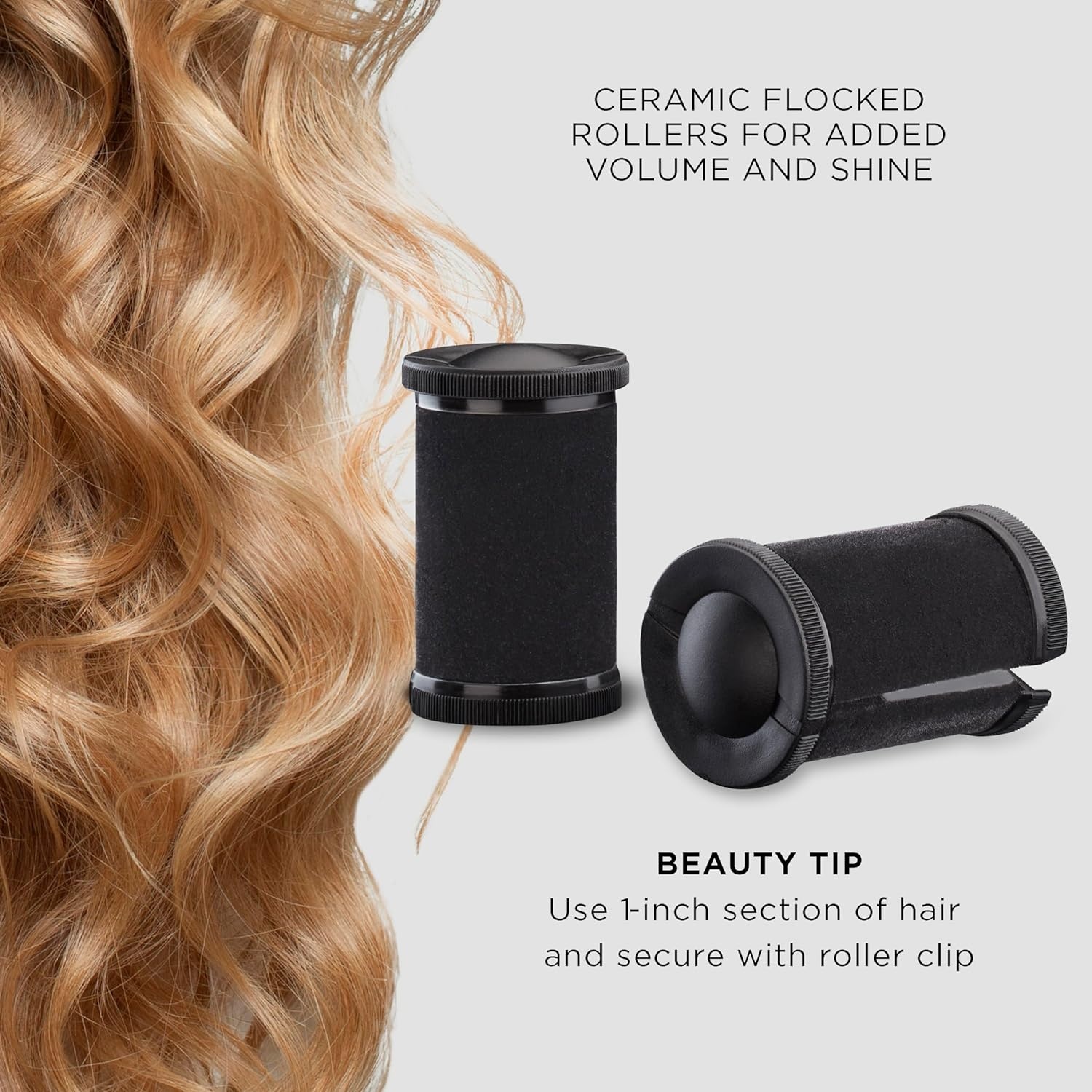image:imageConair Ceramic 1 12inch Hot Rollers Super Clips Included Create Big Bouncy CurlsBlack Amazon Exclusive