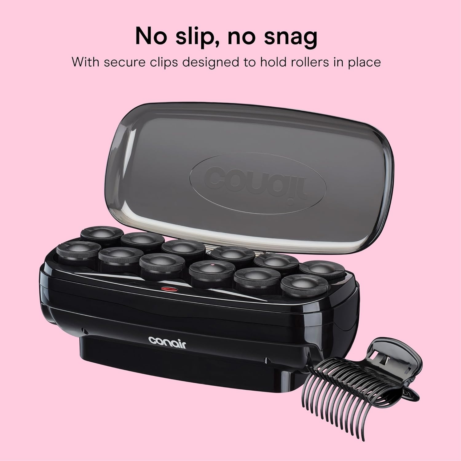 image:imageConair Ceramic 1 12inch Hot Rollers Super Clips Included Create Big Bouncy CurlsBlack