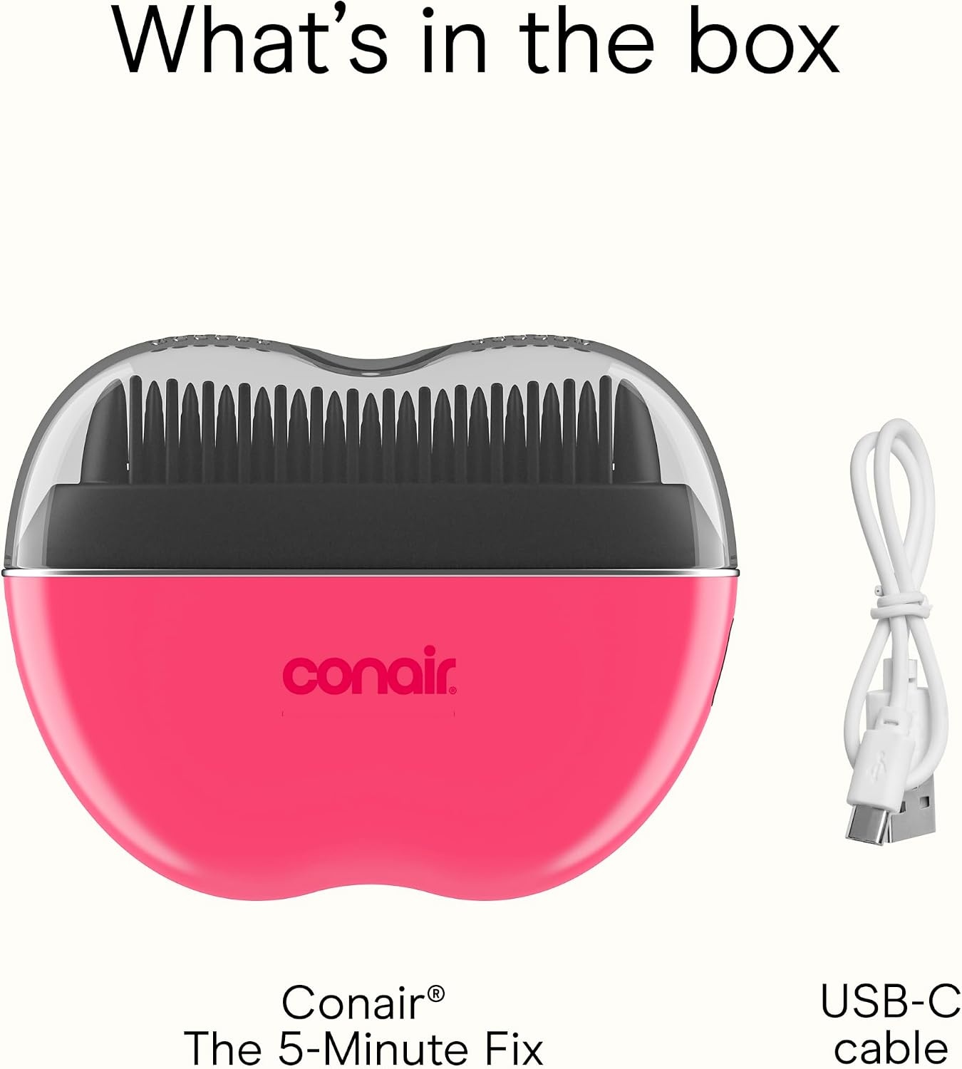 image:imageConair Ceramic Ionic Smoothing Brush Portable Frizz Control Styling Brush for Shine 2 Heat Settings up to 360F USBC Rechargeable TravelFriendly with Protective Cover Hot PinkBlack CR80