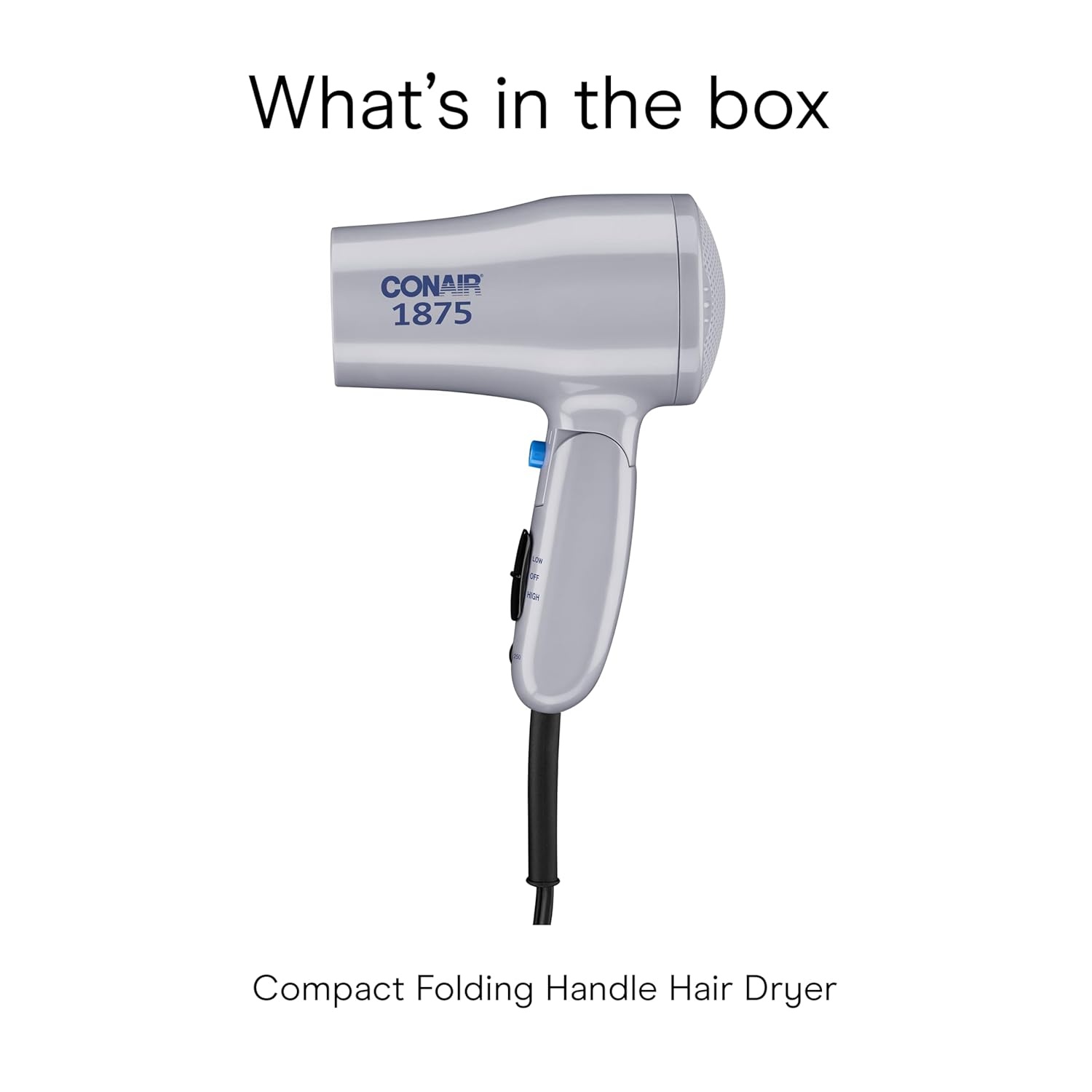 image:imageConair Compact Hair Dryer Travel Blow Dryer Folding Hair Dryers for Women 1875W Travel Hair Dryer Lightweight Hairdryer Dual Voltage Hair Dryer for World Travel 2 Heat2 Speed Cool Shot Grey1 Count Pack of 1