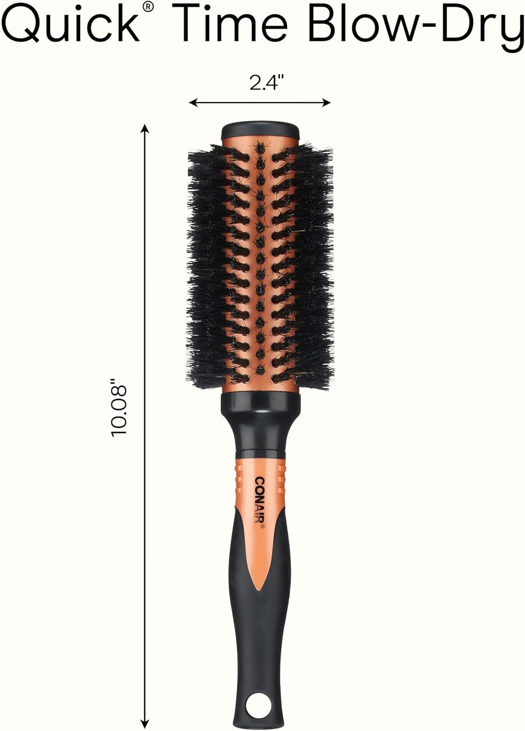 image:imageConair Copper Pro Mixed Boar Bristle Round Hair Brush with Medium Barrel CopperCoated Metal for Even Heat Distribution Natural Oil Distributing Bristles Ideal for Smoothing Wavy or Curly Hair