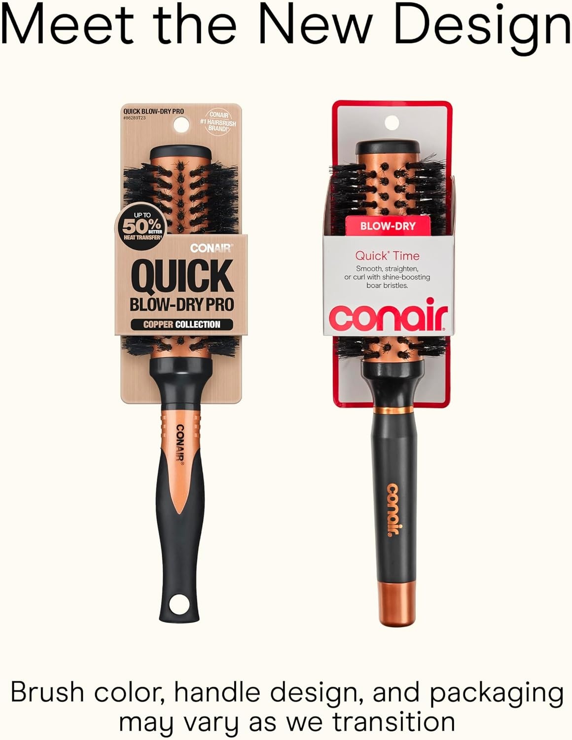image:imageConair Copper Pro Mixed Boar Bristle Round Hair Brush with Medium Barrel CopperCoated Metal for Even Heat Distribution Natural Oil Distributing Bristles Ideal for Smoothing Wavy or Curly Hair