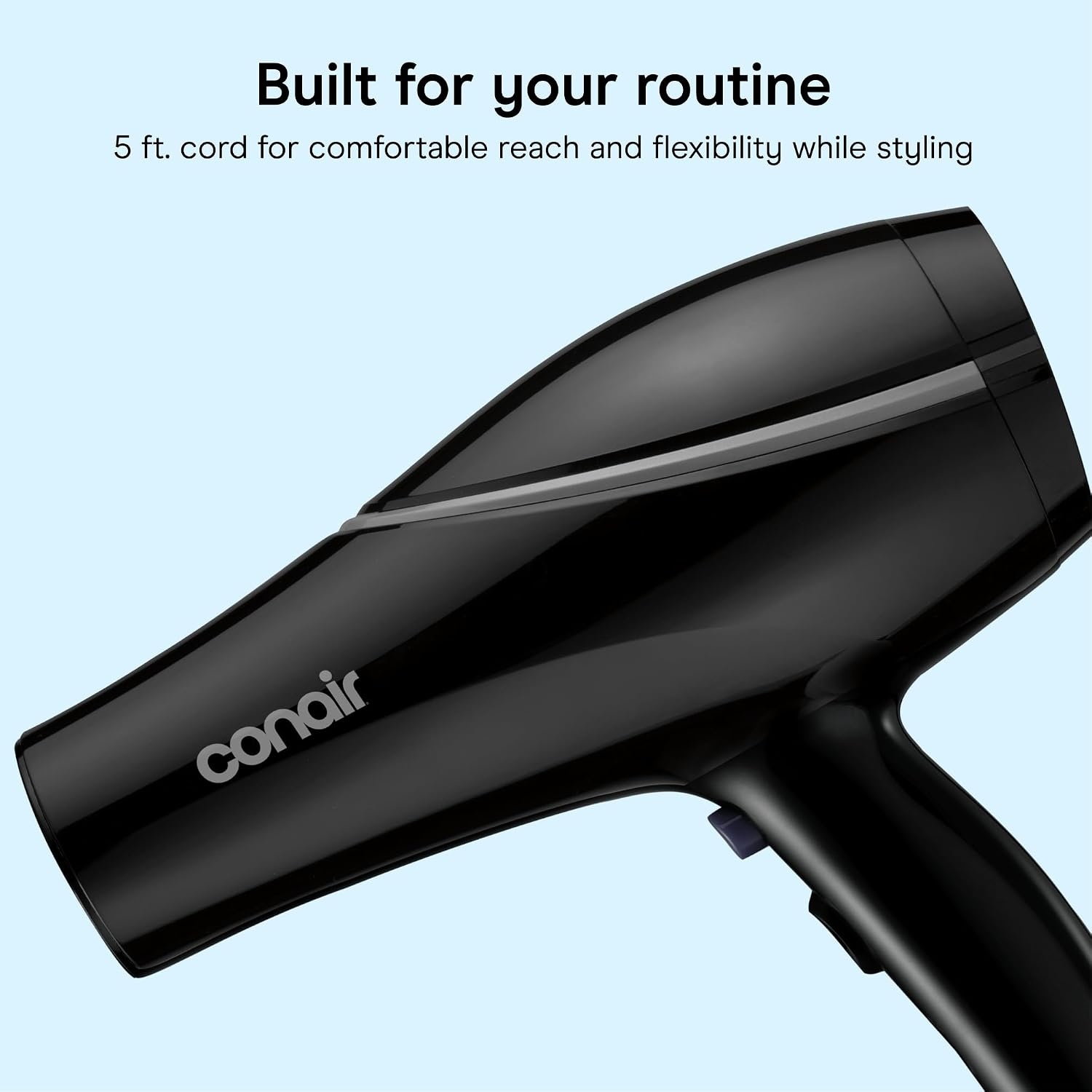 image:imageConair Crystal Infused Ceramic Hair Dryer Fast Drying Crystal Infused Ceramic Technology for Fine Medium Thick and Curly Hair Black 1901 Count Pack of 1