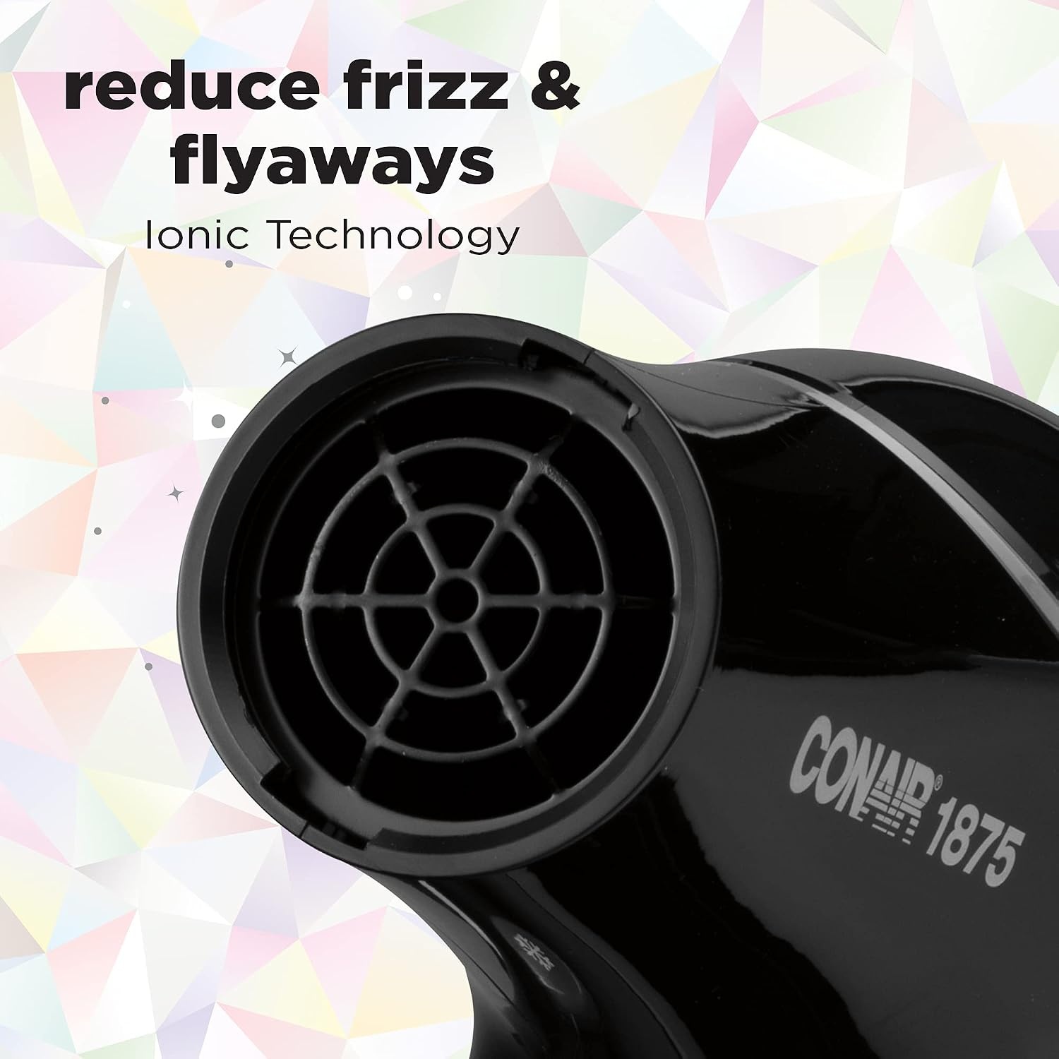 image:imageConair Crystal Infused Ceramic Hair Dryer Fast Drying Crystal Infused Ceramic Technology for Fine Medium Thick and Curly Hair Black 1901 Count Pack of 4