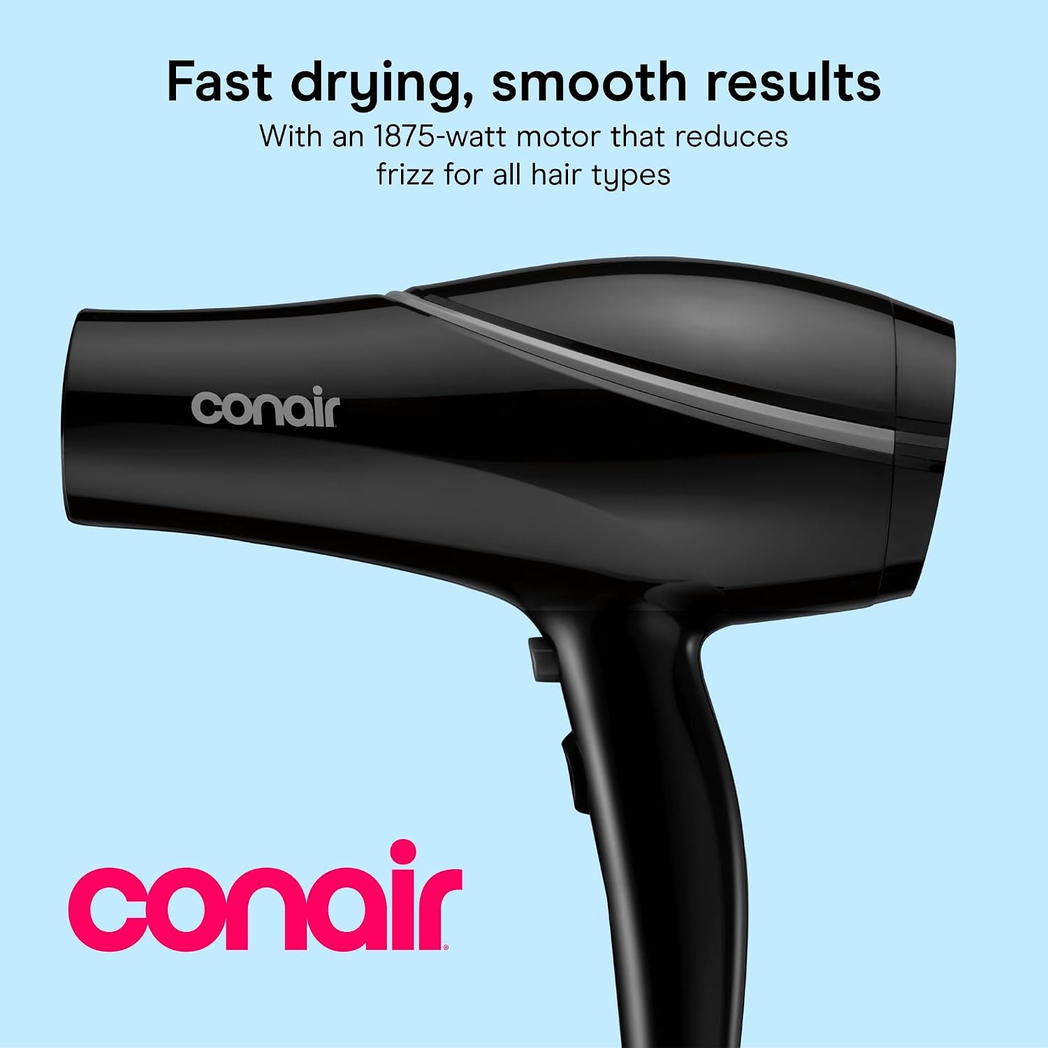image:imageConair Crystal Infused Ceramic Hair Dryer Fast Drying Crystal Infused Ceramic Technology for Fine Medium Thick and Curly Hair Black 1901 Count Pack of 1
