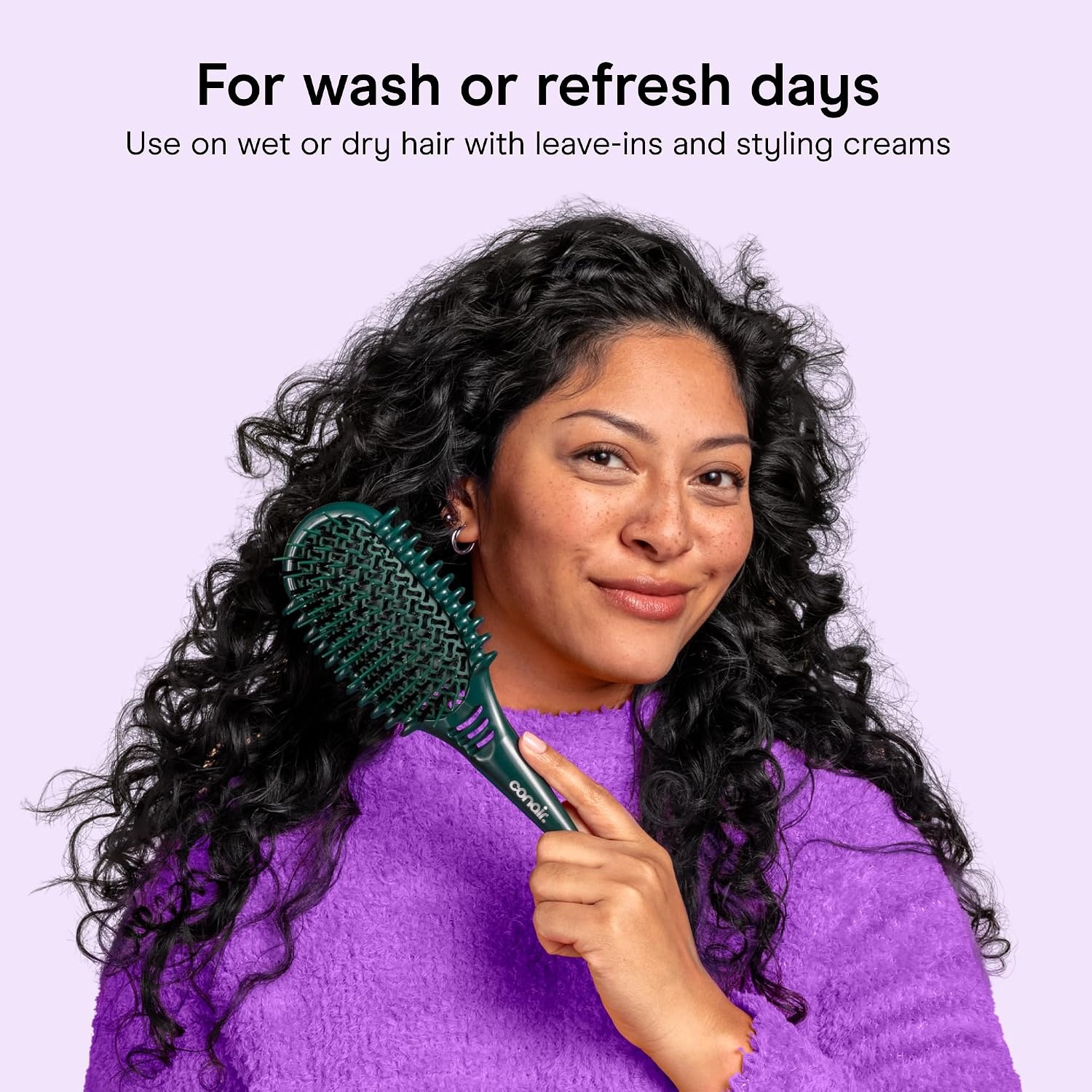 image:imageConair Curl Define Pro Detangler Brush DualVent Technology for Wavy Curly Coily 3C4C Hair 3Piece Set BR74516IN1L