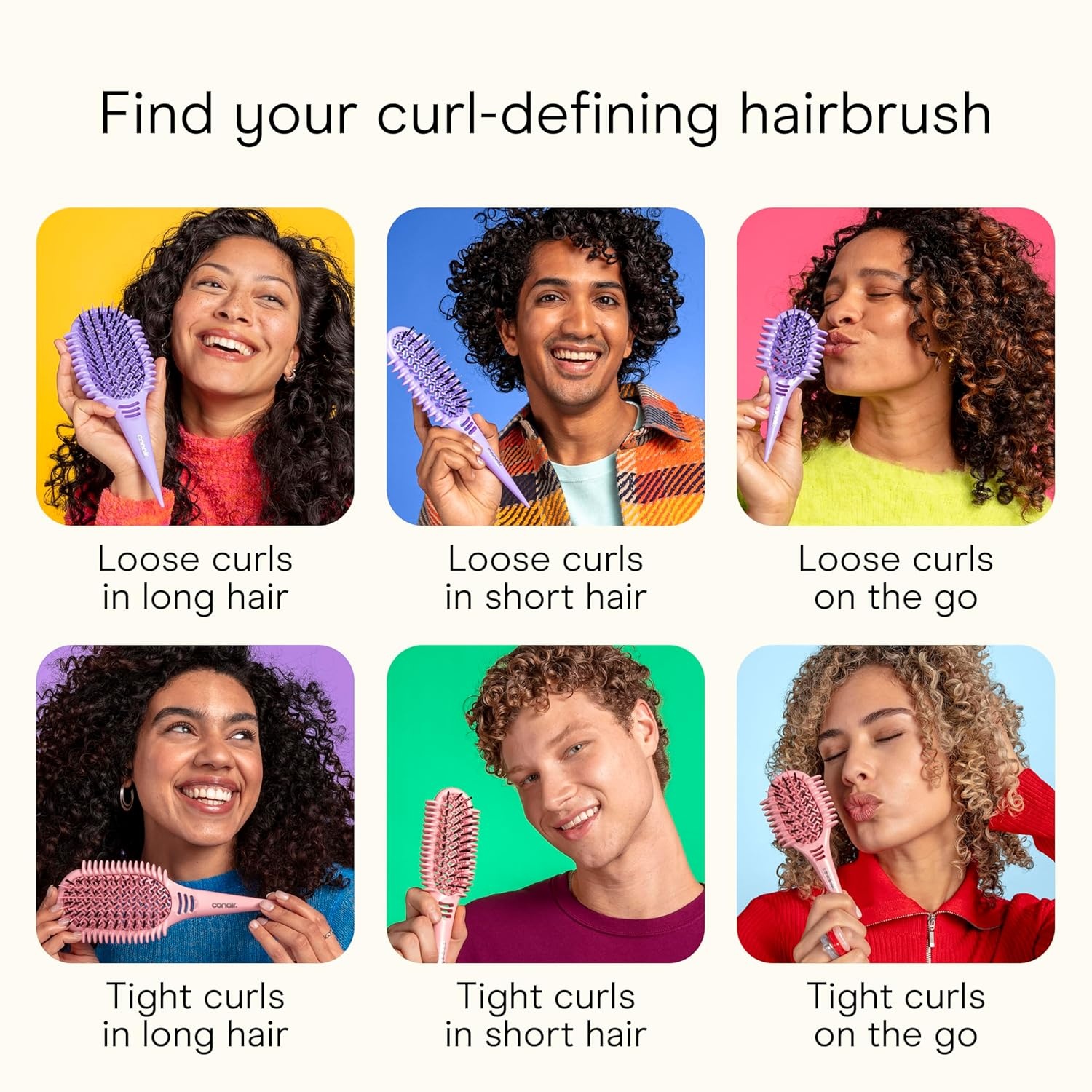image:imageConair Curl Define Pro Large and Mini Detangler Brush Set for Tight Curls DualVent Design Curl Defining Brush with Continuous Grooves and Mixed Bristles Hairbrush Set for Long Hair Styling Pink