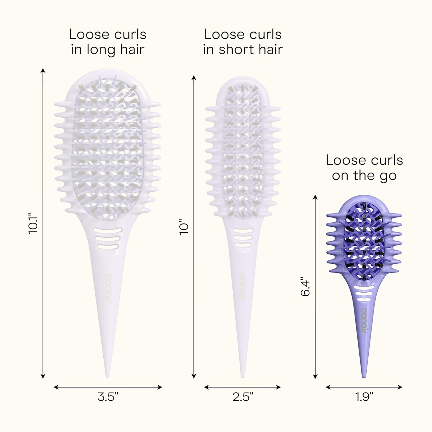 image:imageConair Curl Define Pro Mini Detangler Brush for Loose Curls DualVent Design Curl Defining Brush with Continuous Grooves Mixed Bristles for FrizzFree Detangling Smoothing and Definition PurplePurple