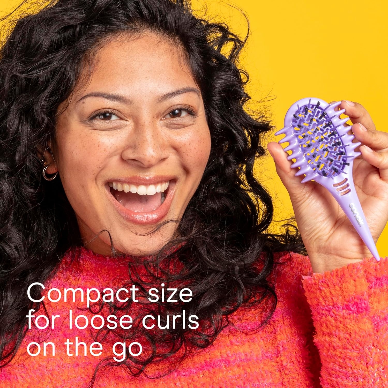image:imageConair Curl Define Pro Mini Detangler Brush for Loose Curls DualVent Design Curl Defining Brush with Continuous Grooves Mixed Bristles for FrizzFree Detangling Smoothing and Definition PurplePurple