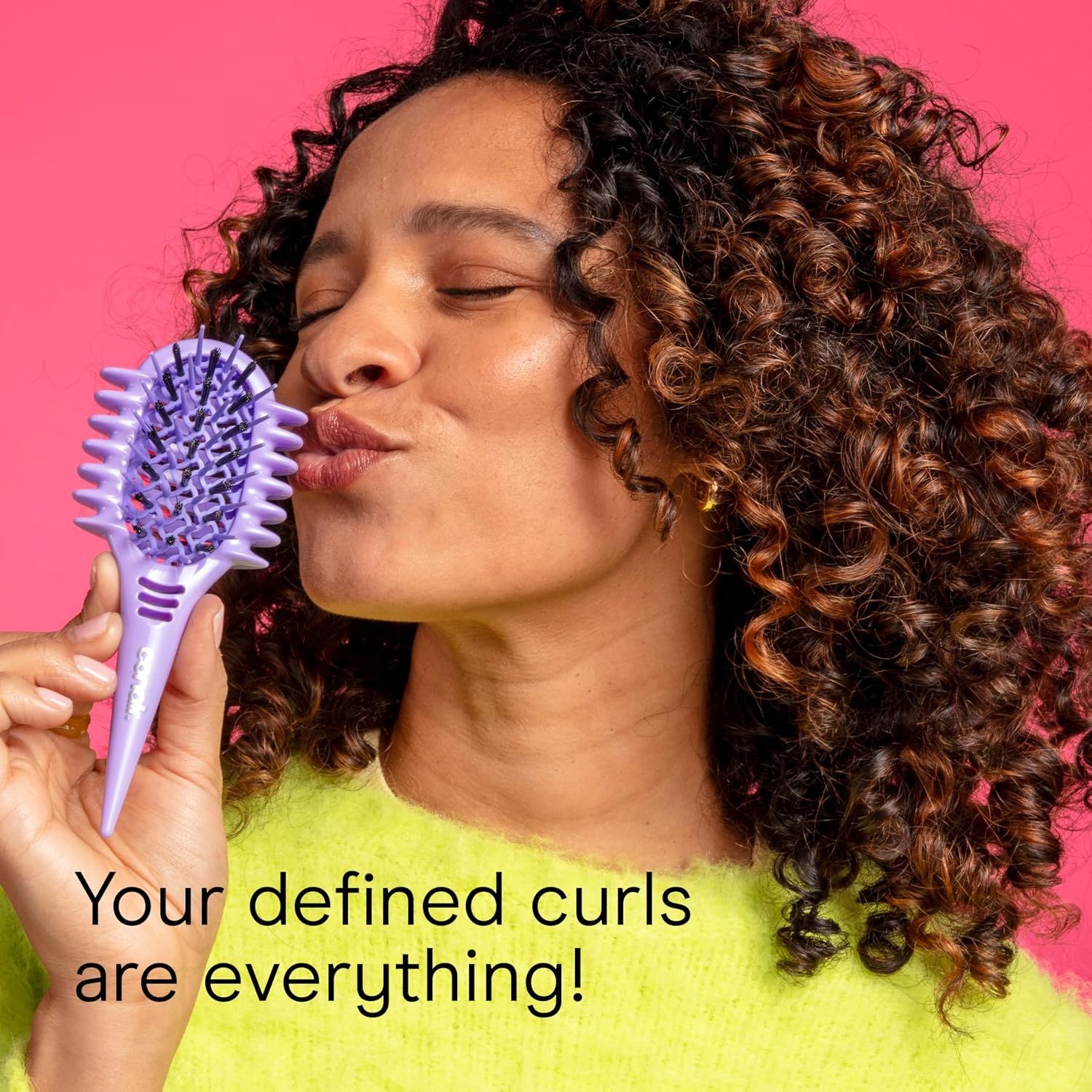 image:imageConair Curl Define Pro Mini Detangler Brush for Loose Curls DualVent Design Curl Defining Brush with Continuous Grooves Mixed Bristles for FrizzFree Detangling Smoothing and Definition PurplePurple