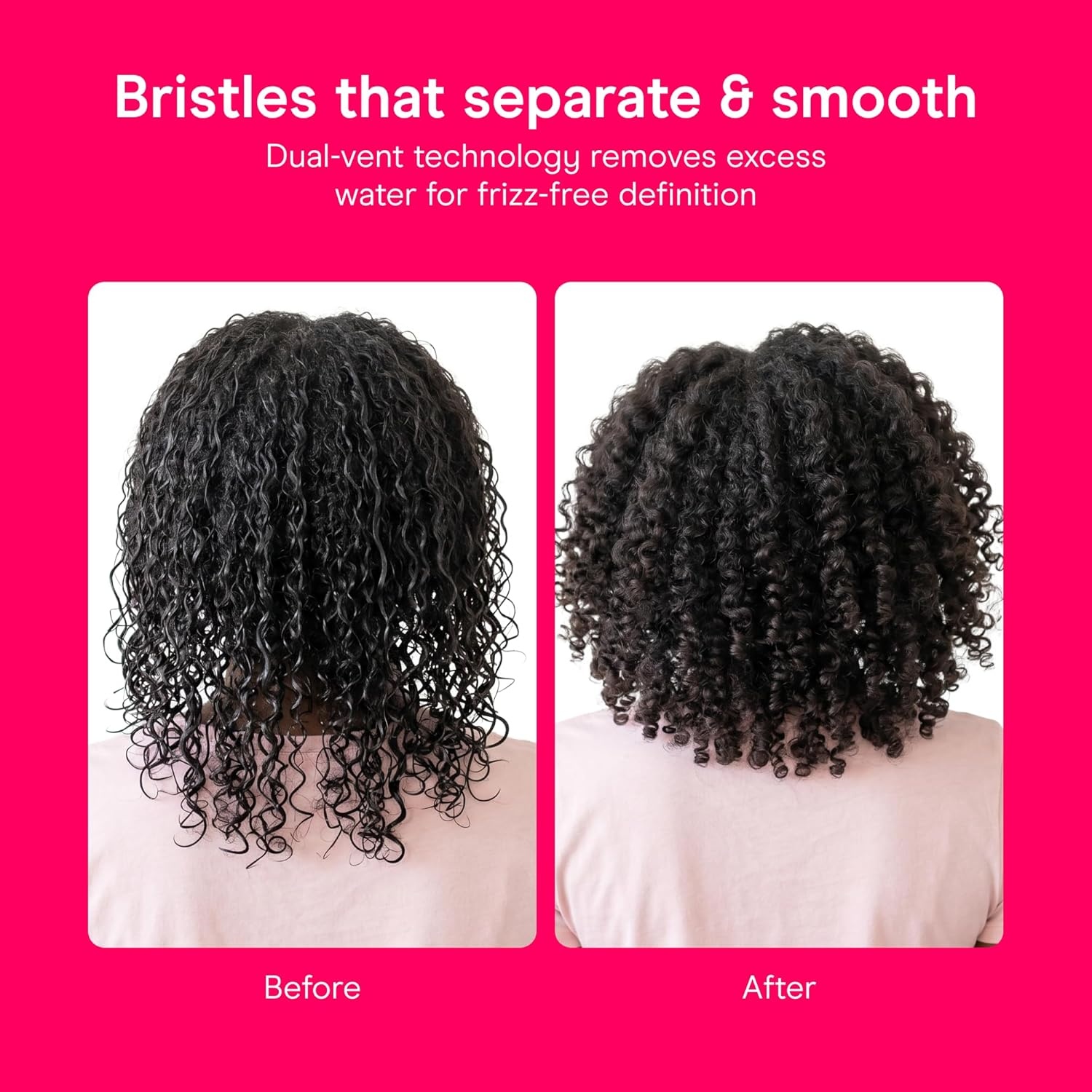 image:imageConair Detangler Curly Hair Brush Curl Define Pro for Enhancing and Detangling Loose Curls and Long Hair Purple BR95707PUR2LPink