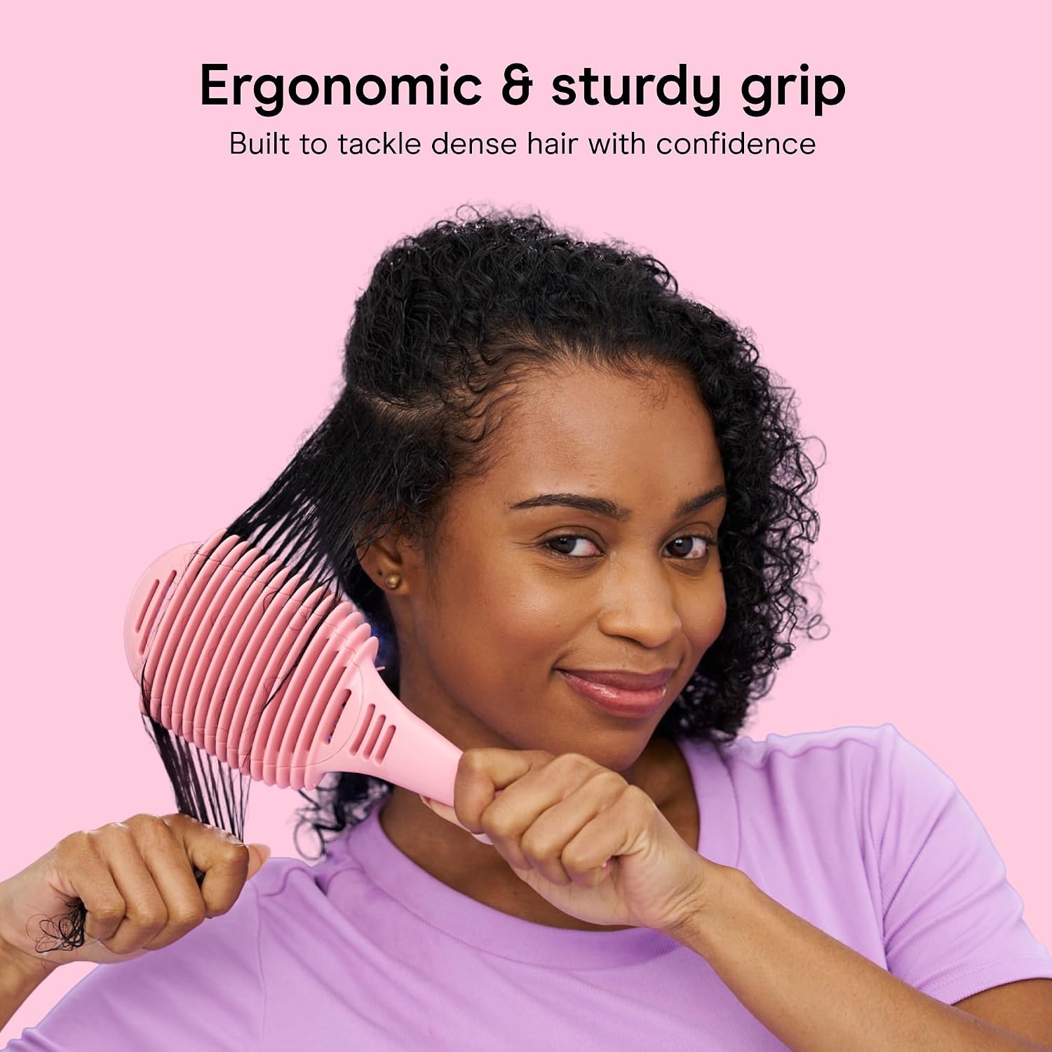 image:imageConair Detangler Curly Hair Brush Curl Define Pro for Enhancing and Detangling Loose Curls and Long Hair Purple BR95707PUR2LPink