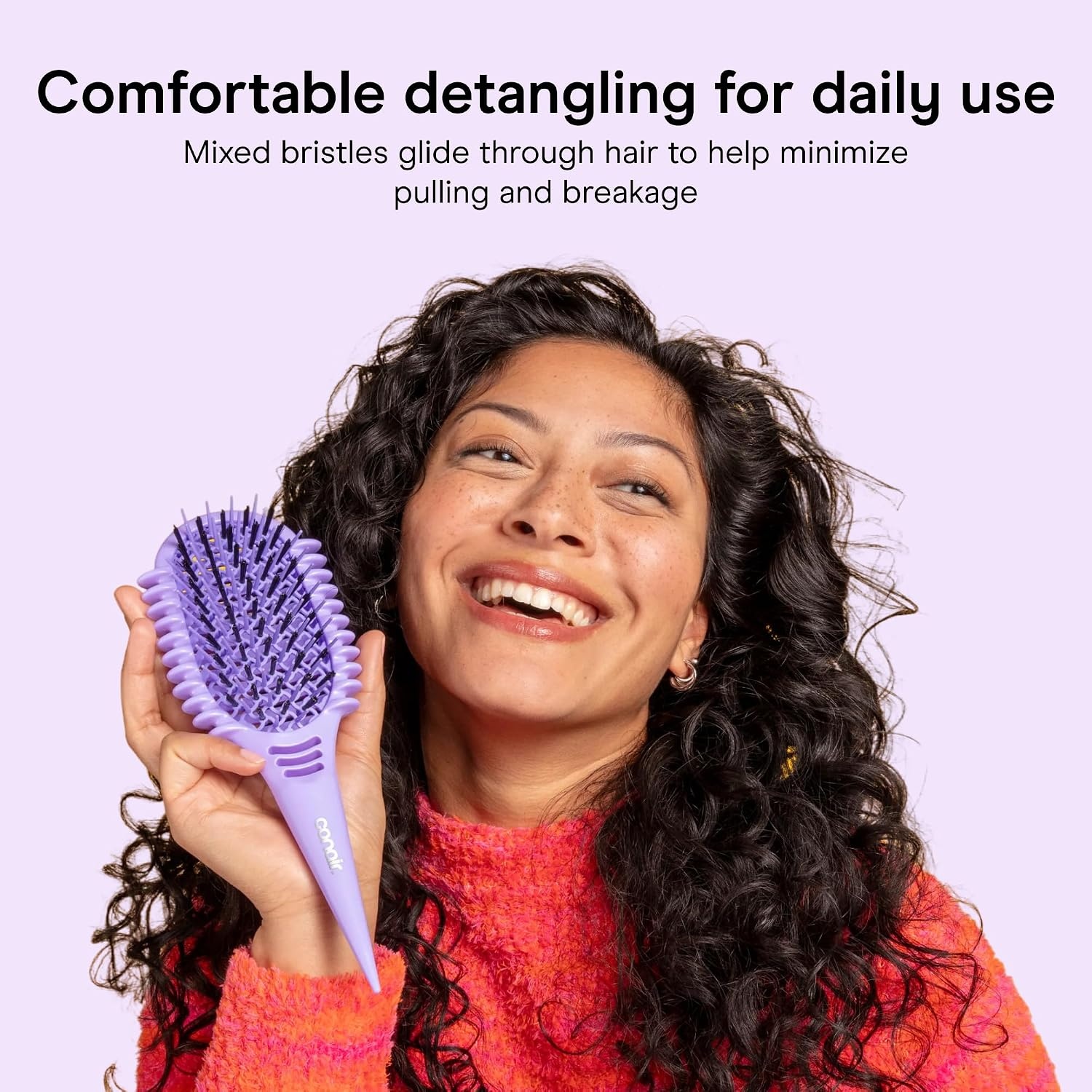 image:imageConair Detangler Curly Hair Brush Curl Define Pro for Enhancing and Detangling Loose Curls and Long Hair Purple BR95707PUR2LPurple