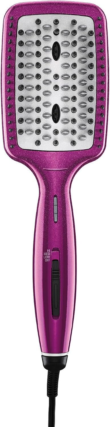 image:imageConair DiamondInfused Ceramic Smoothing Hot BrushStraightening Brush Pink 400 Degree HighHeat with 3 SettingsPink