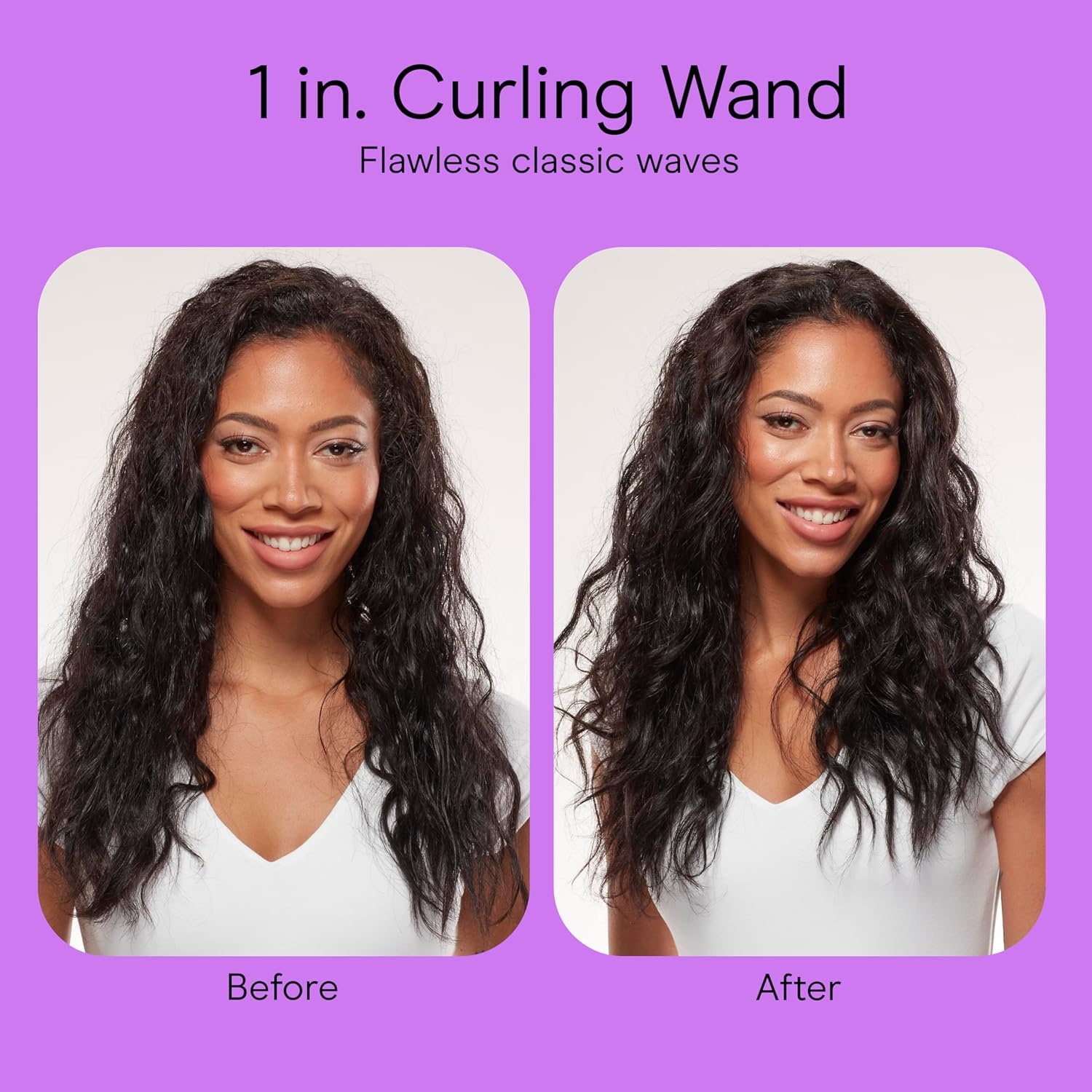 image:imageConair Double Ceramic 1In ClampFree Curling Wand Clampfree double 1in ceramic wand styles creasefree beachy waves on short to long hair WhiteRose Gold CD705L13White