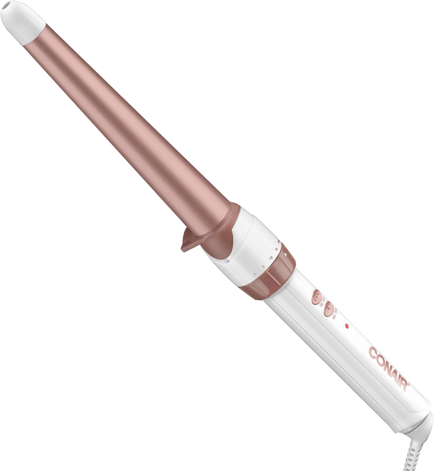 image:imageConair Double Ceramic 1In ClampFree Curling Wand Clampfree double 1in ceramic wand styles creasefree beachy waves on short to long hair WhiteRose Gold CD705L13White