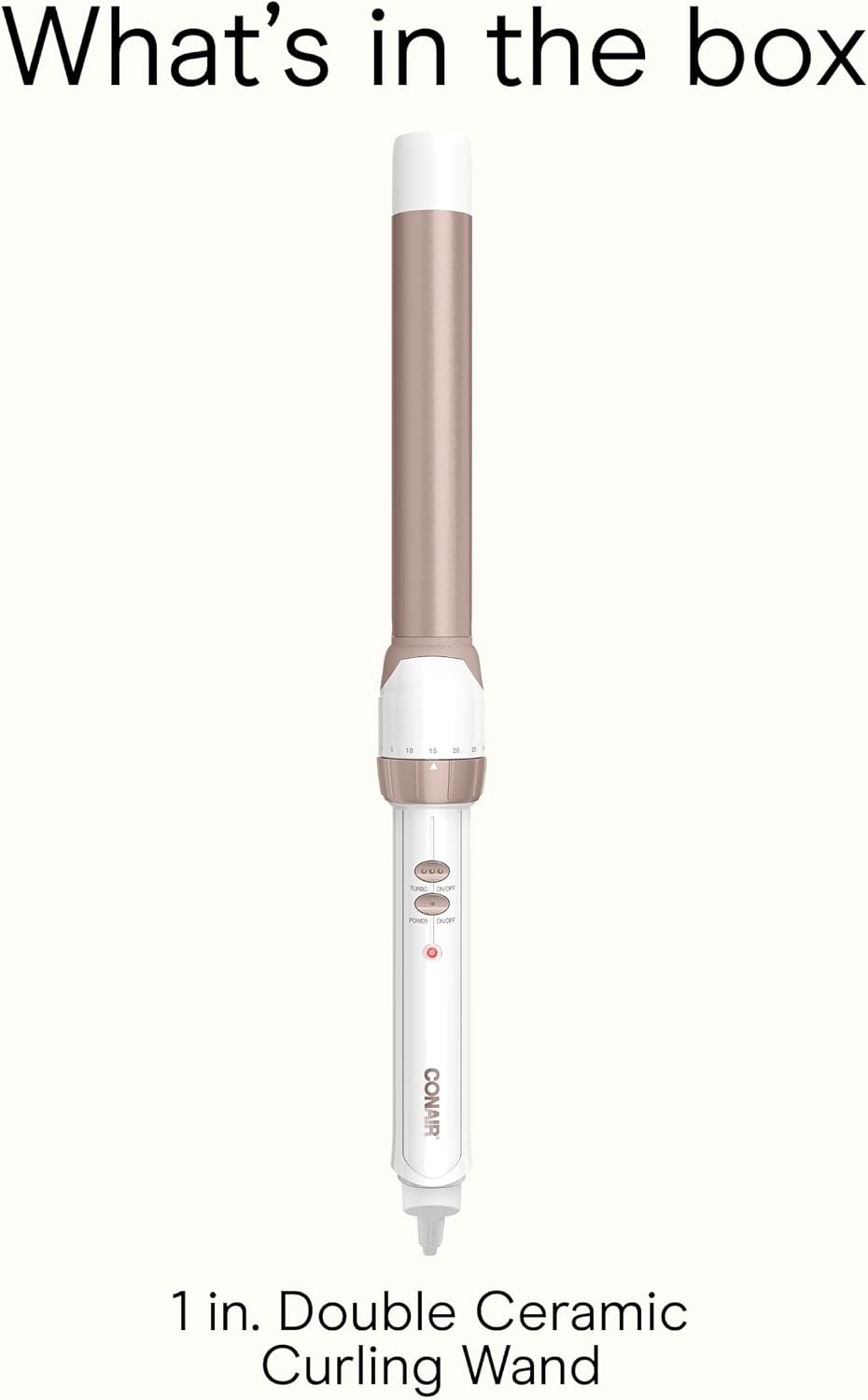 image:imageConair Double Ceramic 1In ClampFree Curling Wand Clampfree double 1in ceramic wand styles creasefree beachy waves on short to long hair WhiteRose Gold CD705L13White