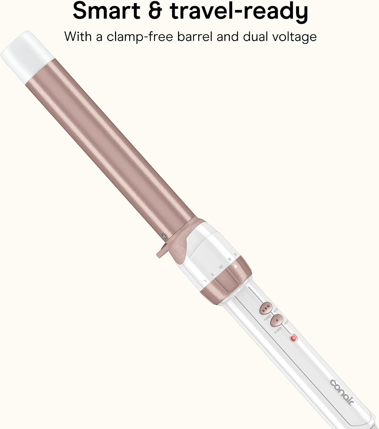 image:imageConair Double Ceramic 1In ClampFree Curling Wand Clampfree double 1in ceramic wand styles creasefree beachy waves on short to long hair WhiteRose Gold CD705L13WhiteRose Gold