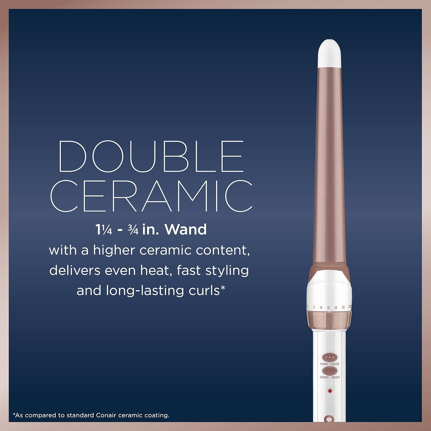 image:imageConair Double Ceramic 1In ClampFree Curling Wand Clampfree double 1in ceramic wand styles creasefree beachy waves on short to long hair WhiteRose Gold CD705L13White