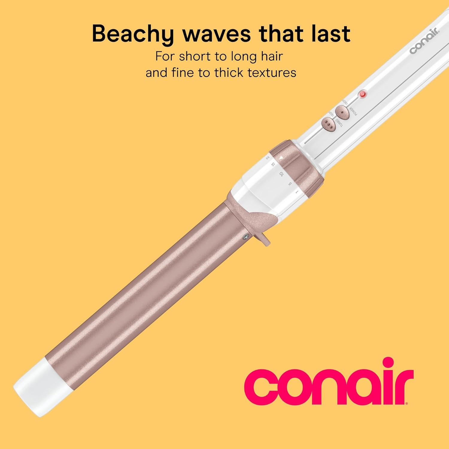 image:imageConair Double Ceramic 1In ClampFree Curling Wand Clampfree double 1in ceramic wand styles creasefree beachy waves on short to long hair WhiteRose Gold CD705L13WhiteRose Gold
