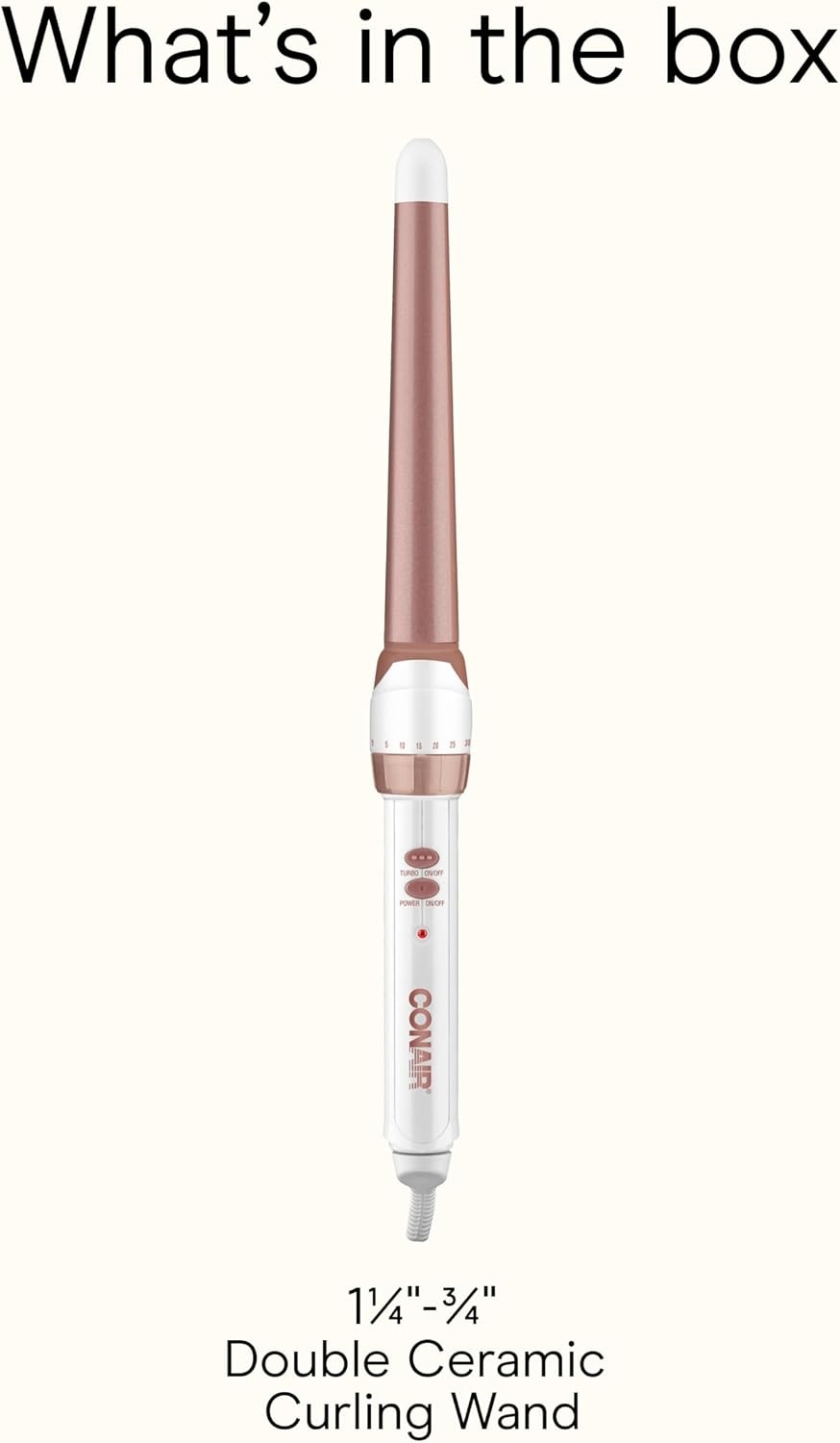 image:imageConair Double Ceramic 1In ClampFree Curling Wand Clampfree double 1in ceramic wand styles creasefree beachy waves on short to long hair WhiteRose Gold CD705L13White