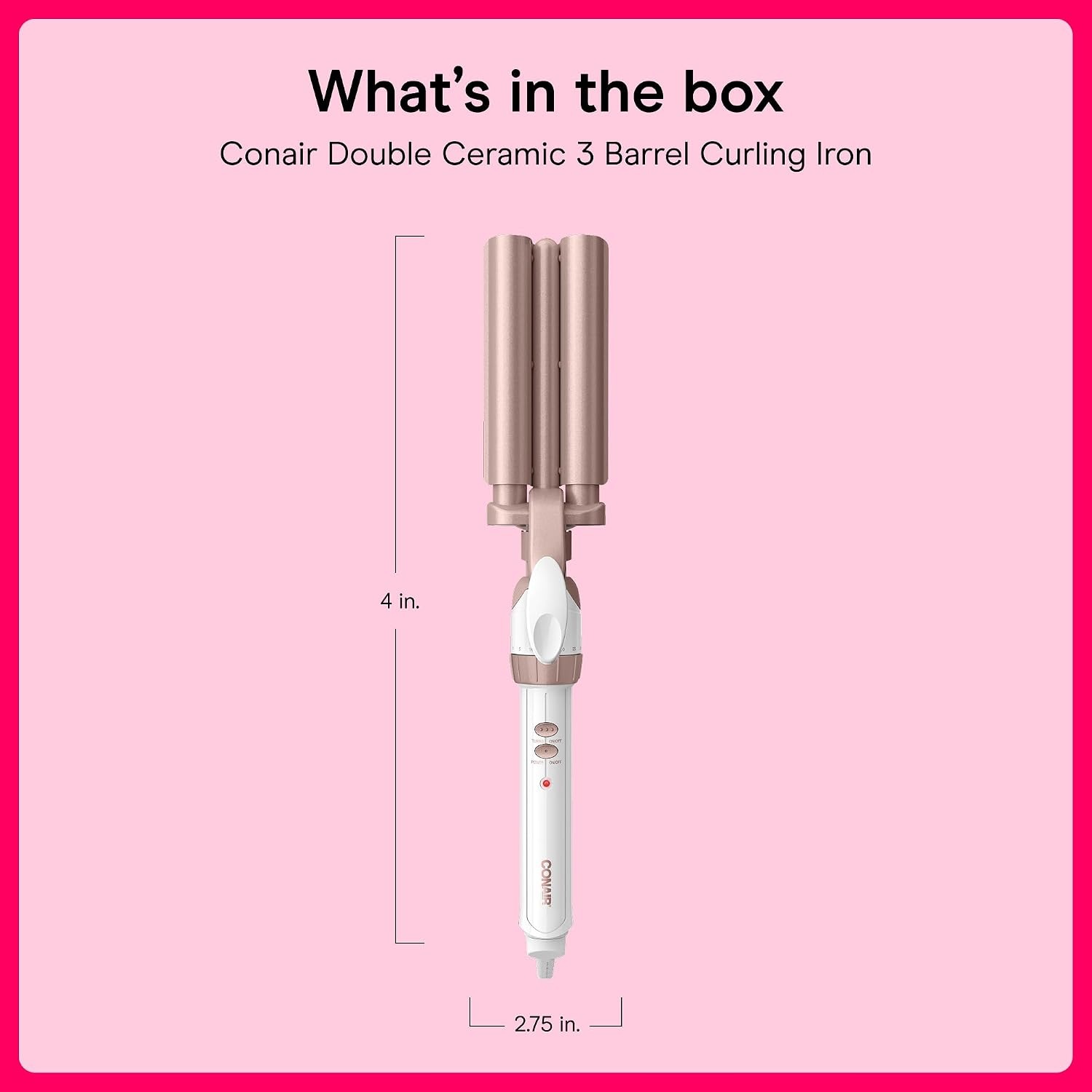 image:imageConair Double Ceramic 3 Barrel Curling Iron Triple Barrel Waver Hair Tool Creates Deep Continuous Waves Hair Curler for All Hair Lengths WhiteRose Gold1 inch