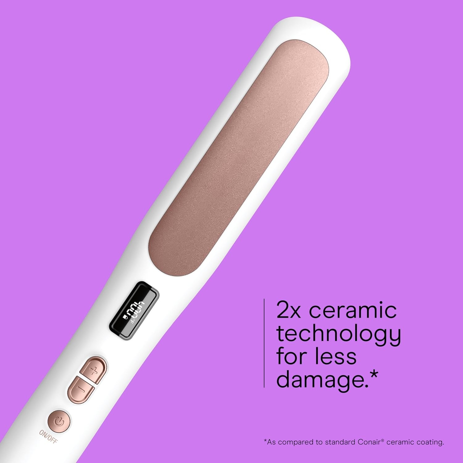 image:imageConair Double Ceramic Hair Straightener Brush Heated Straightening Brush for Smooth Shiny Hair VShaped Heated Bristles for Closer Contact 5 LED Heat Settings Dual Voltage White15