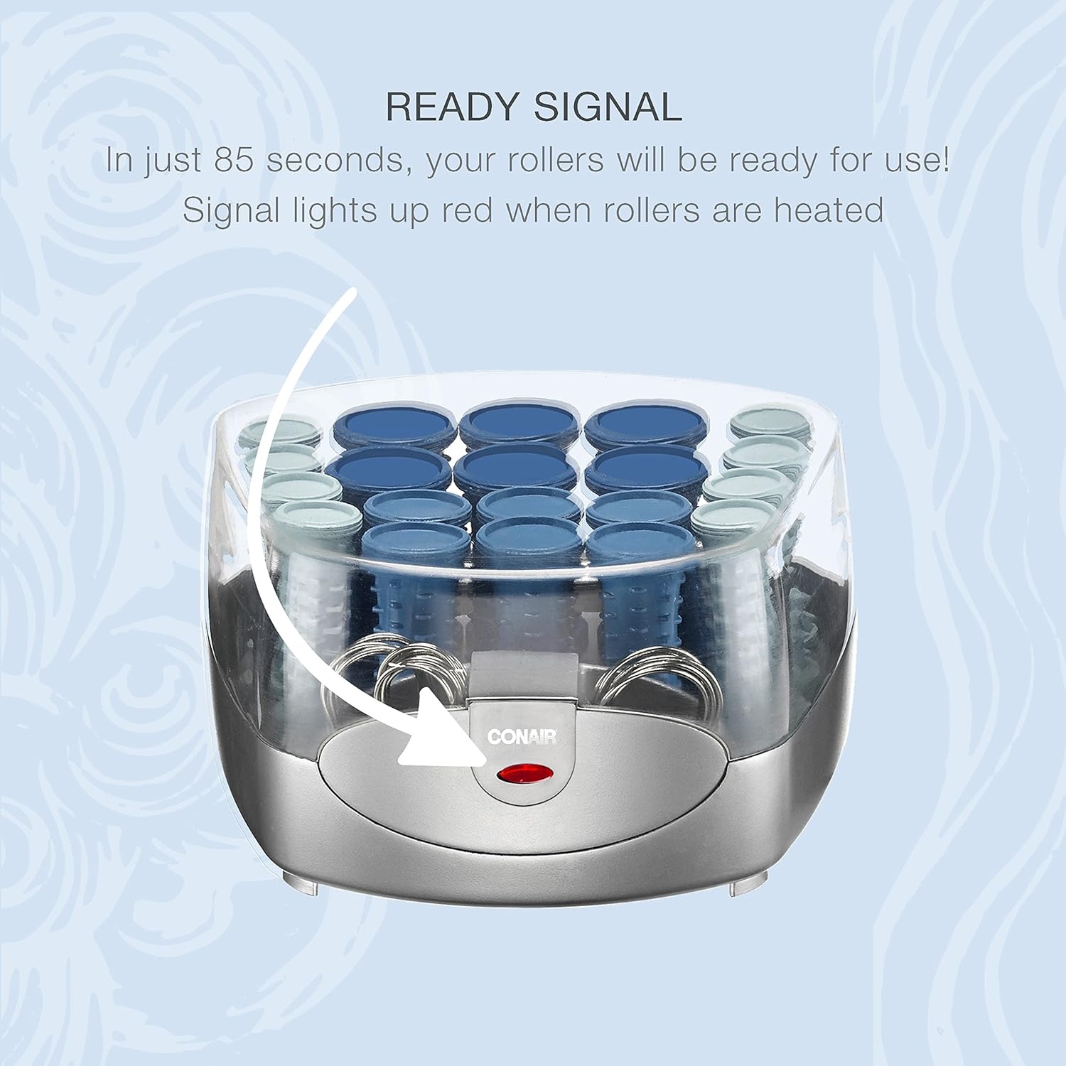 image:imageConair Double Ceramic Hot Rollers for Long Medium and All Hair Hair Curler Hair Roller Clips Included 12 inch 34 inch and 1 inch RollersBlue Amazon Exclusive