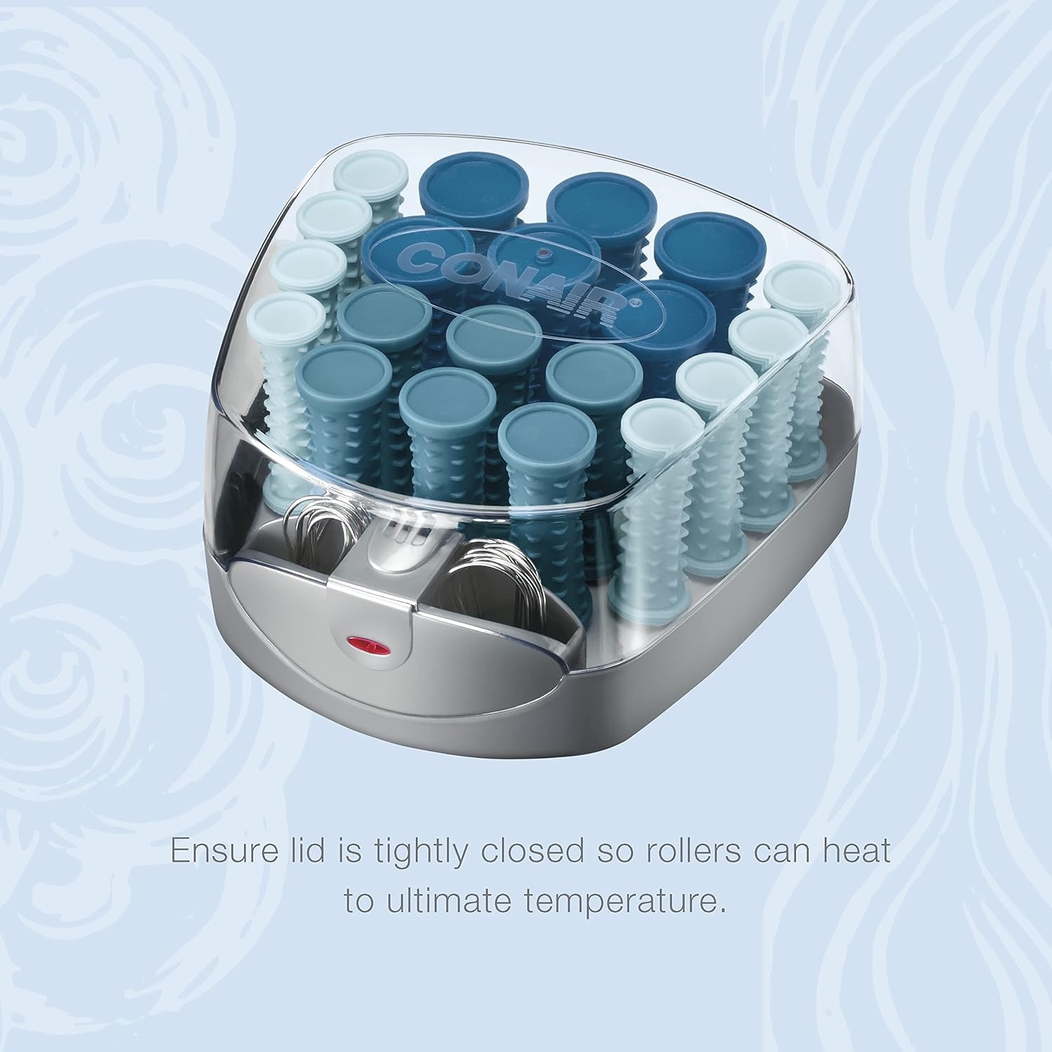 image:imageConair Double Ceramic Hot Rollers for Long Medium and All Hair Hair Curler Hair Roller Clips Included 12 inch 34 inch and 1 inch RollersBlue Amazon Exclusive
