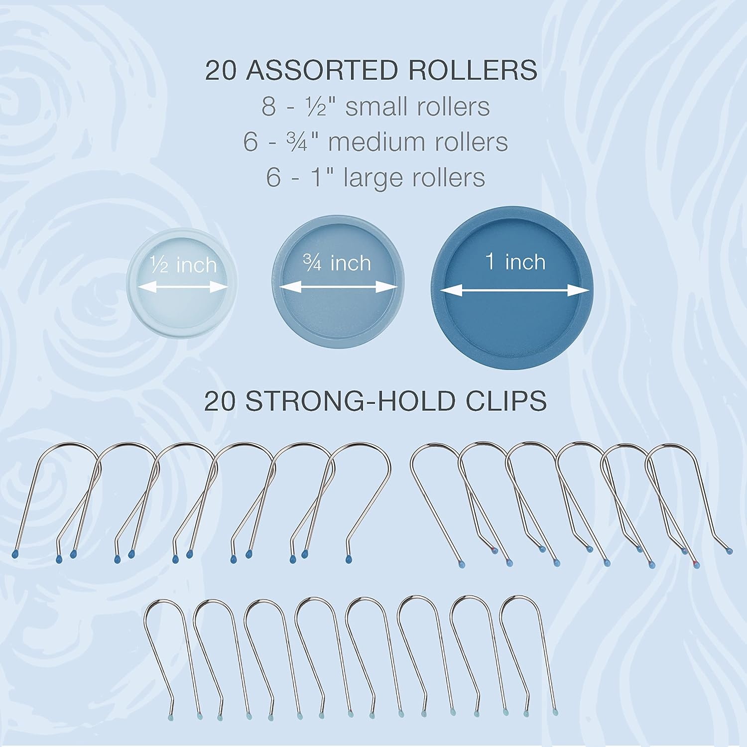 image:imageConair Double Ceramic Hot Rollers for Long Medium and All Hair Hair Curler Hair Roller Clips Included 12 inch 34 inch and 1 inch RollersBlue Amazon Exclusive