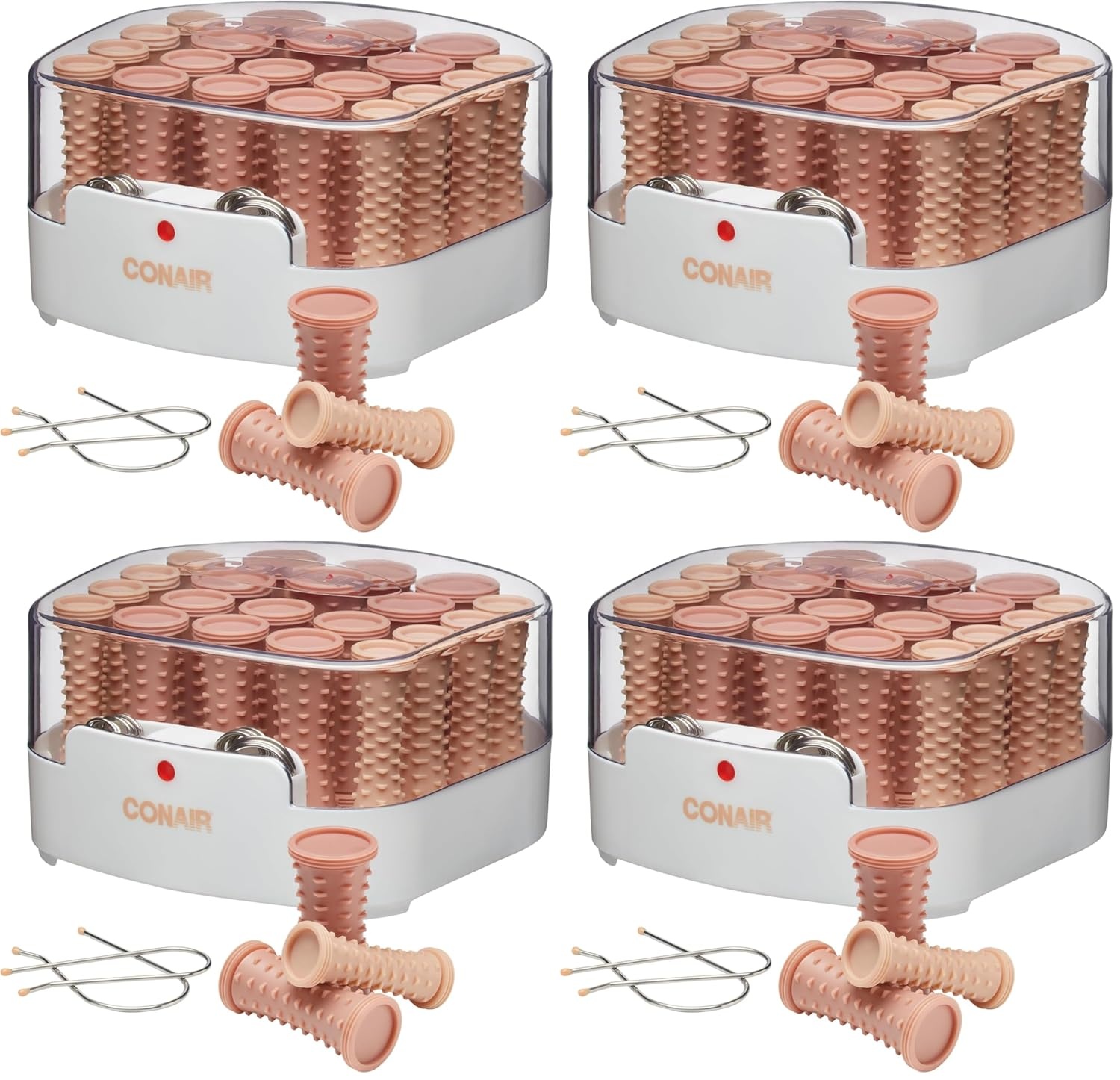 image:imageConair Double Ceramic Hot Rollers for Long Medium and All Hair Hair Curler Hair Roller Clips Included 12 inch 34 inch and 1 inch RollersTan