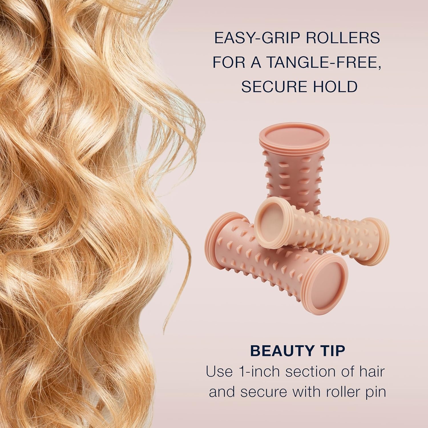 image:imageConair Double Ceramic Hot Rollers for Long Medium and All Hair Hair Curler Hair Roller Clips Included 12 inch 34 inch and 1 inch RollersTan