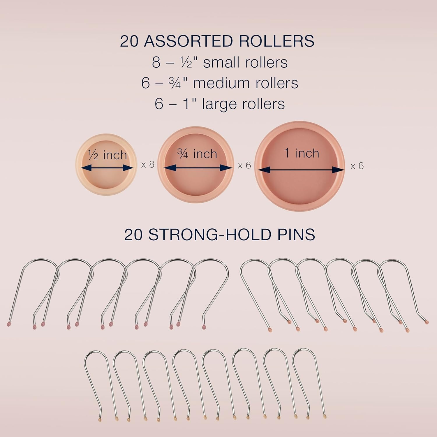 image:imageConair Double Ceramic Hot Rollers for Long Medium and All Hair Hair Curler Hair Roller Clips Included 12 inch 34 inch and 1 inch RollersTan