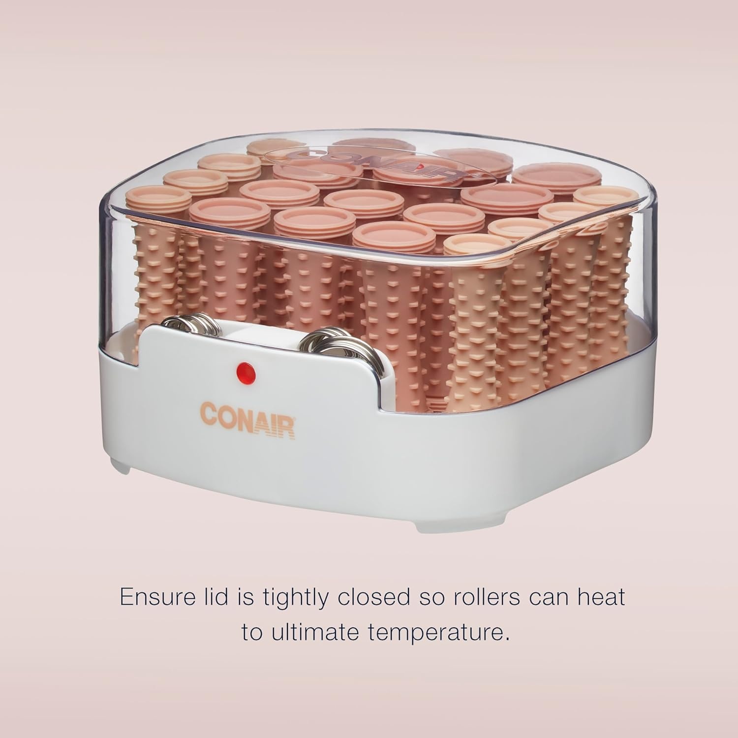 image:imageConair Double Ceramic Hot Rollers for Long Medium and All Hair Hair Curler Hair Roller Clips Included 12 inch 34 inch and 1 inch RollersTan
