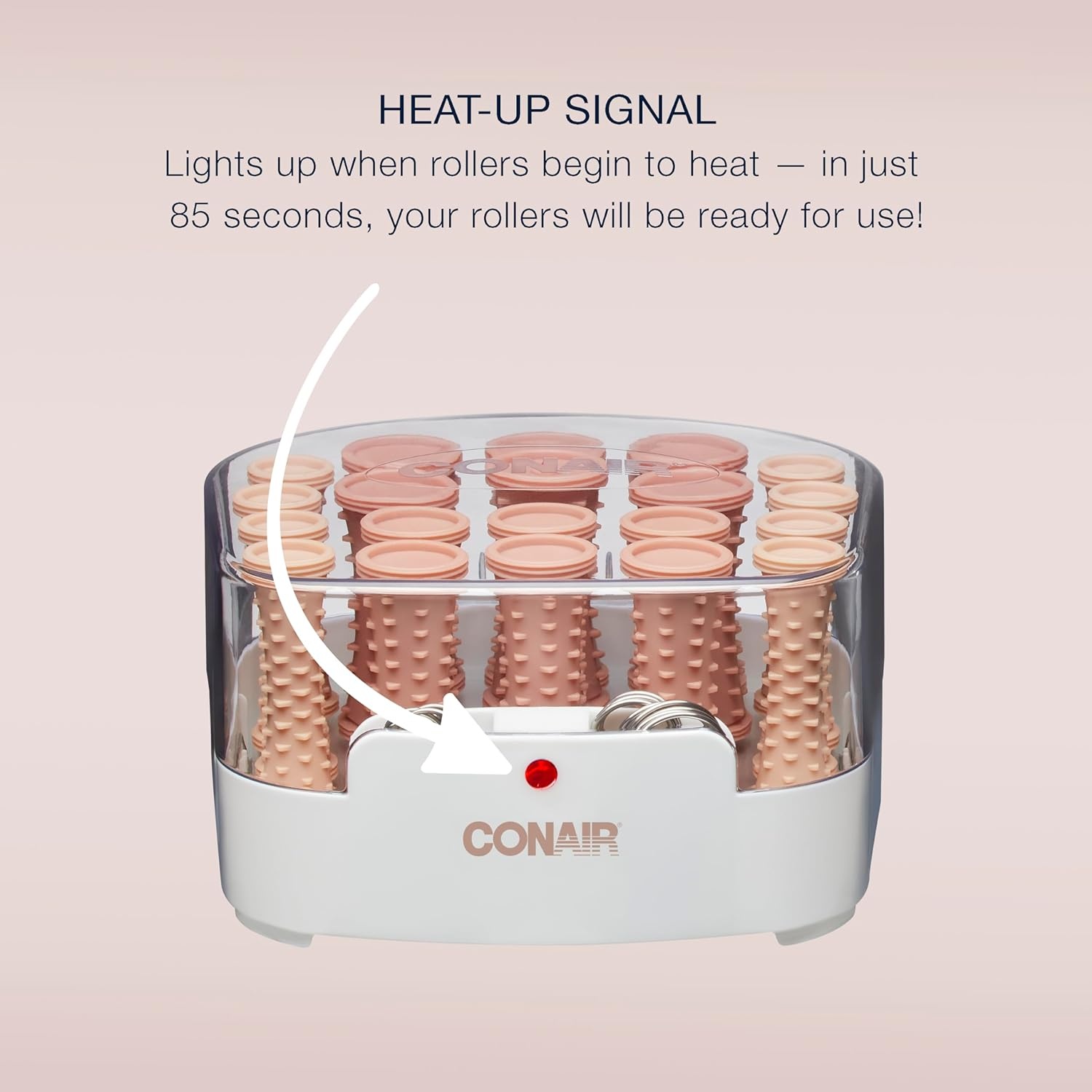 image:imageConair Double Ceramic Hot Rollers for Long Medium and All Hair Hair Curler Hair Roller Clips Included 12 inch 34 inch and 1 inch RollersTan