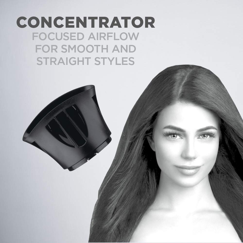 image:imageConair Fast Dry Lightweight Hair Dryer Powerful 1875W motor for thick and coarse hair includes diffuser amp concentrator attachments BlueBlack 146NXL3 Piece Set Pack of 4